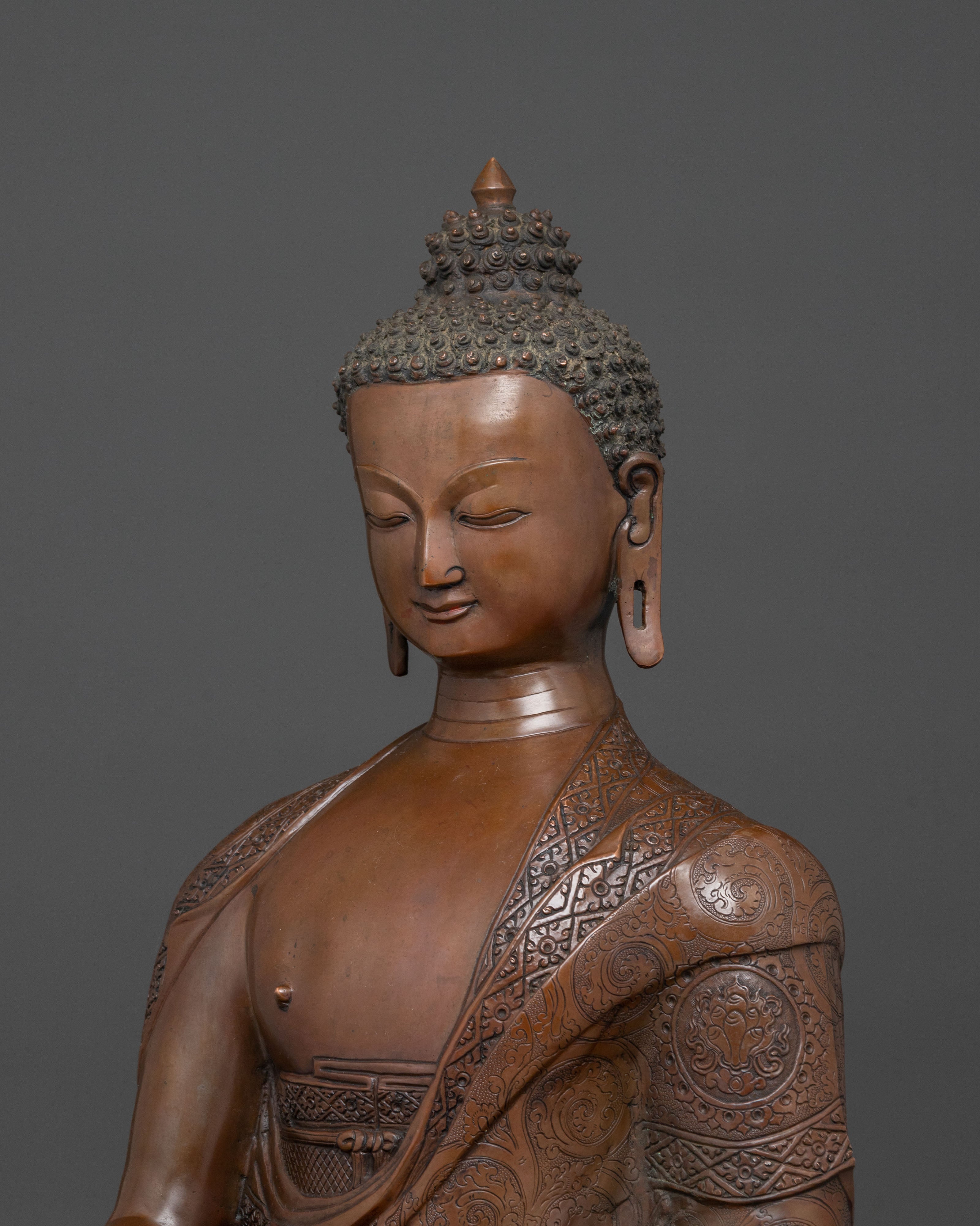 Sacred Dharma Teacher Buddha Shakyamuni Statue | Oxidized Copper Artwork