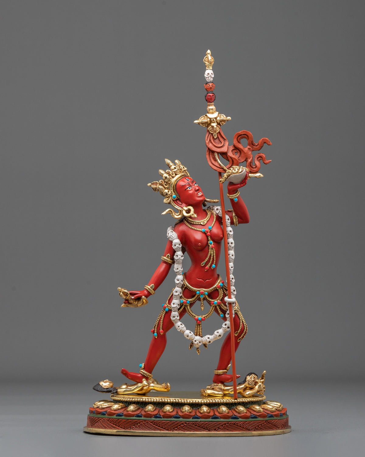 Copper Vajrayogini Statue with Gold and Acrylic Painting | Flame of Wisdom