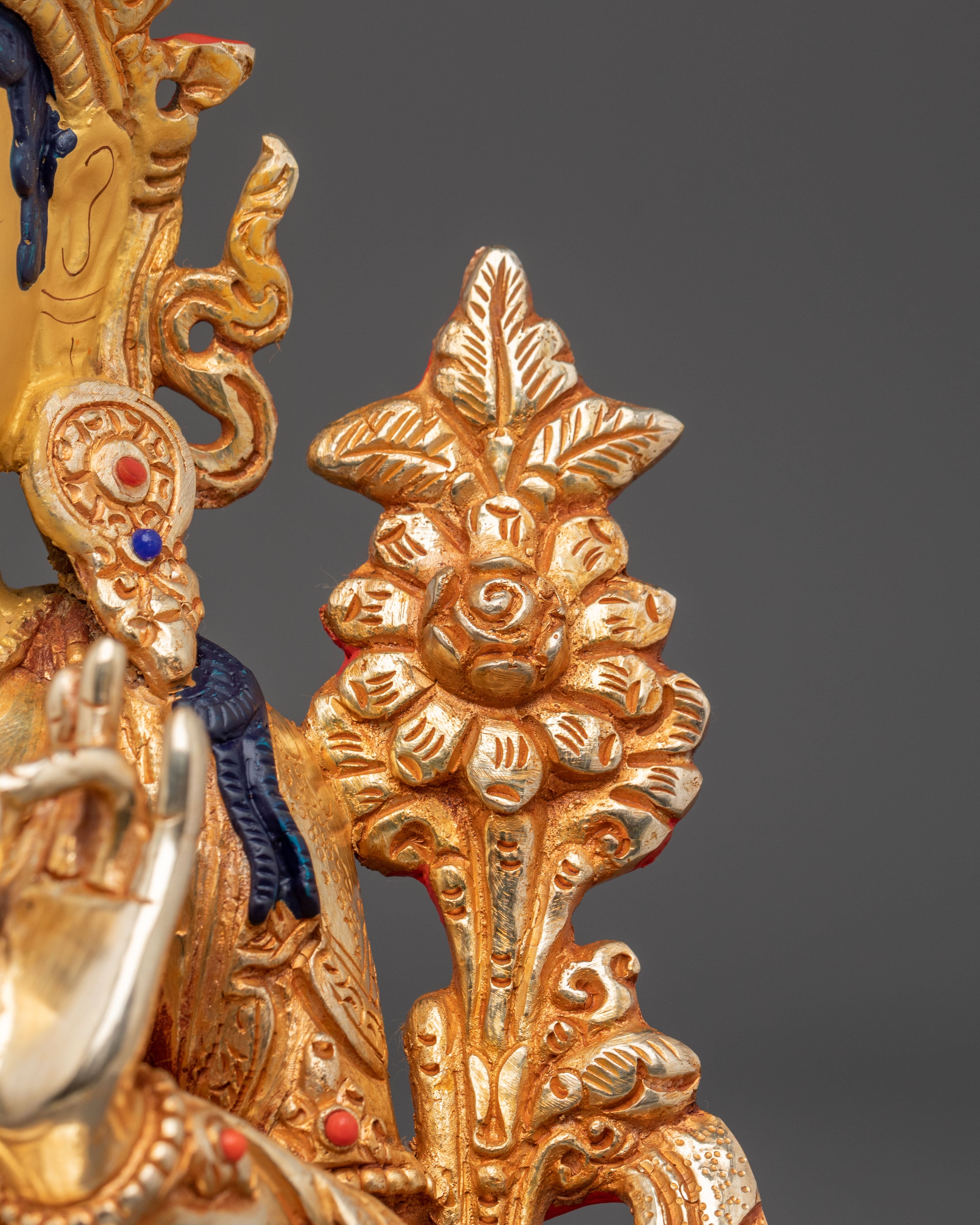 Green Tara Sculpture | Serene 24K Gold Gilded Artistry