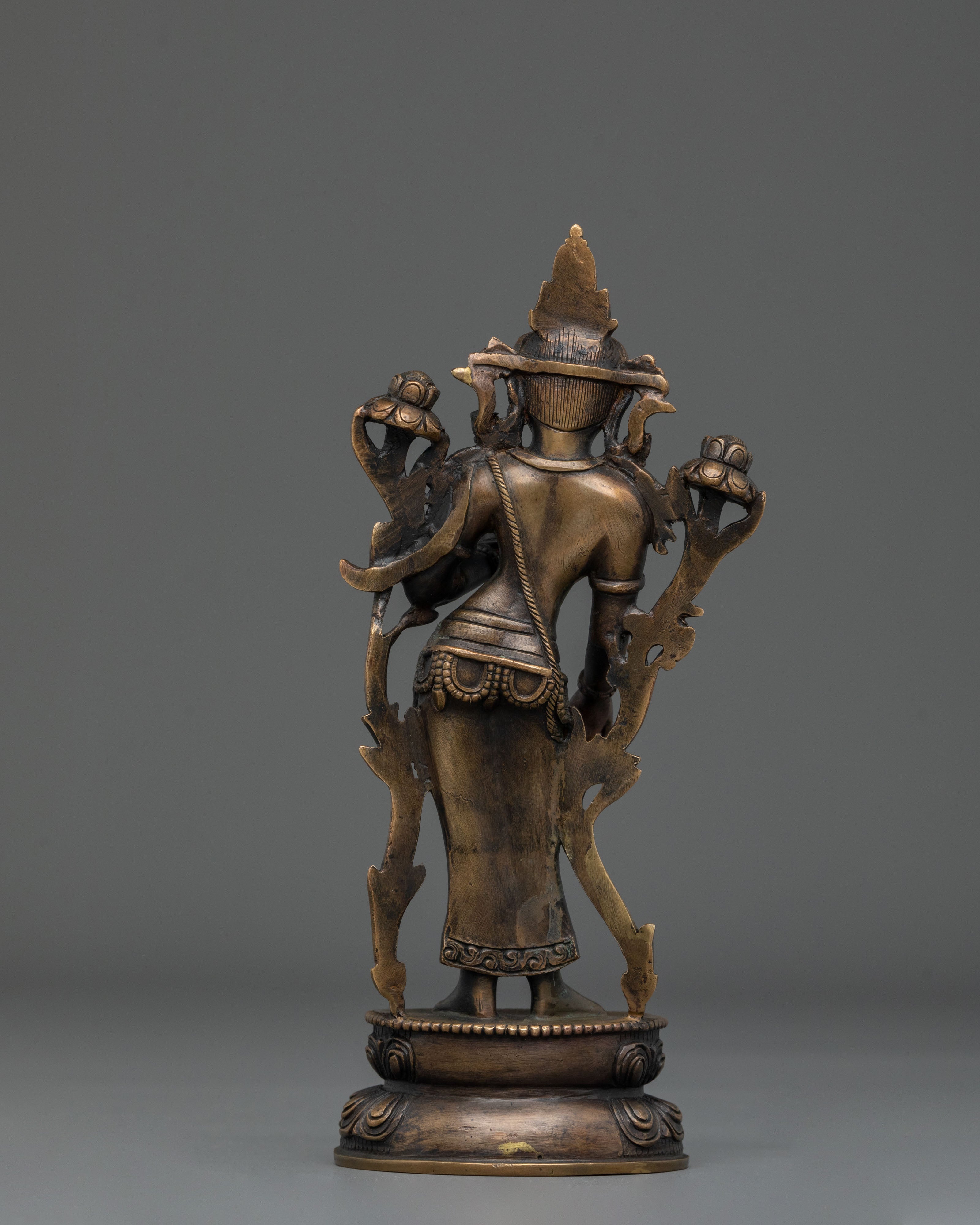 Padmapani Oxidized Copper Sculpture | Serene Bodhisattva Art