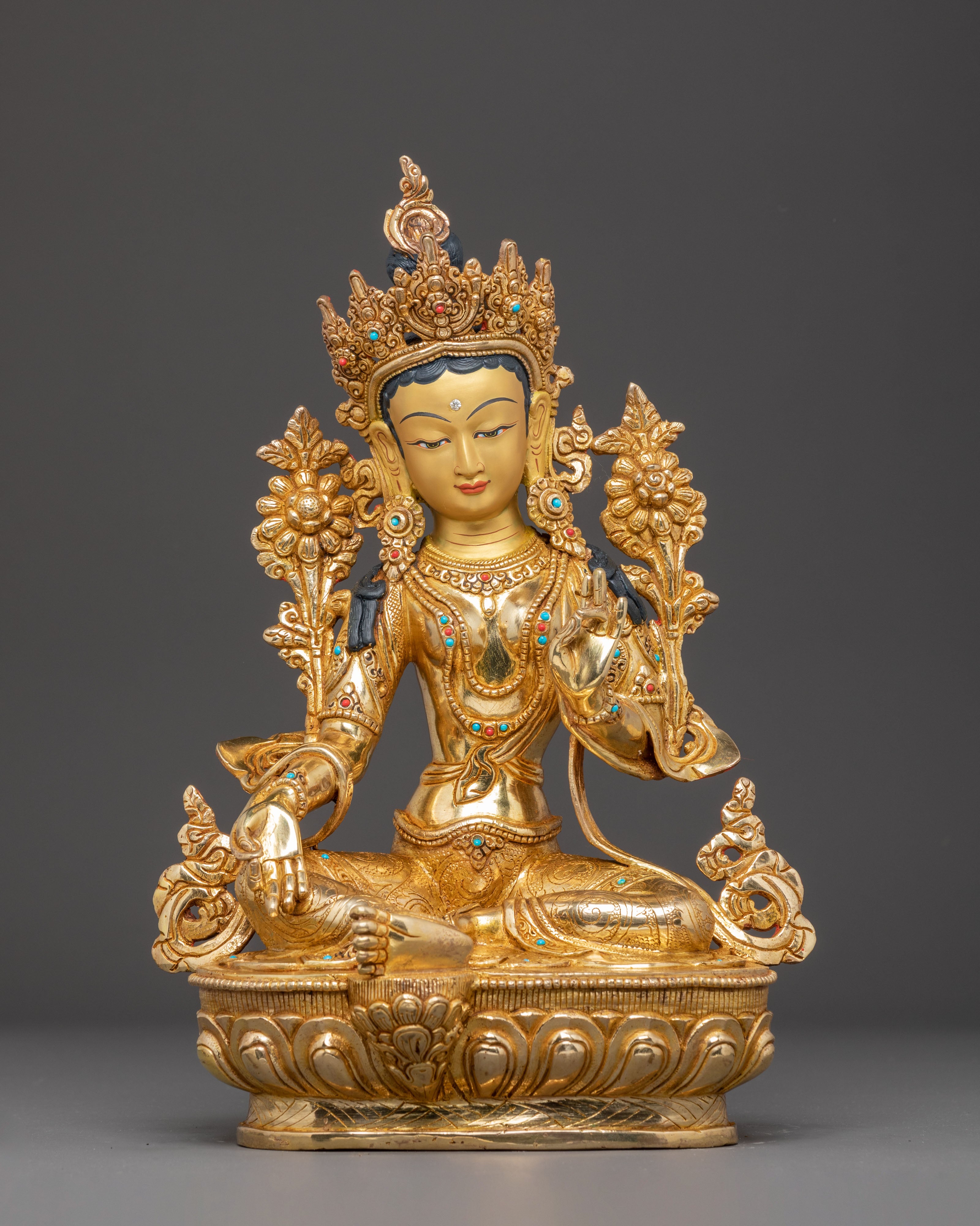 Green Tara Statue: Mother of Buddhas | Traditional Himalayan Sculpture