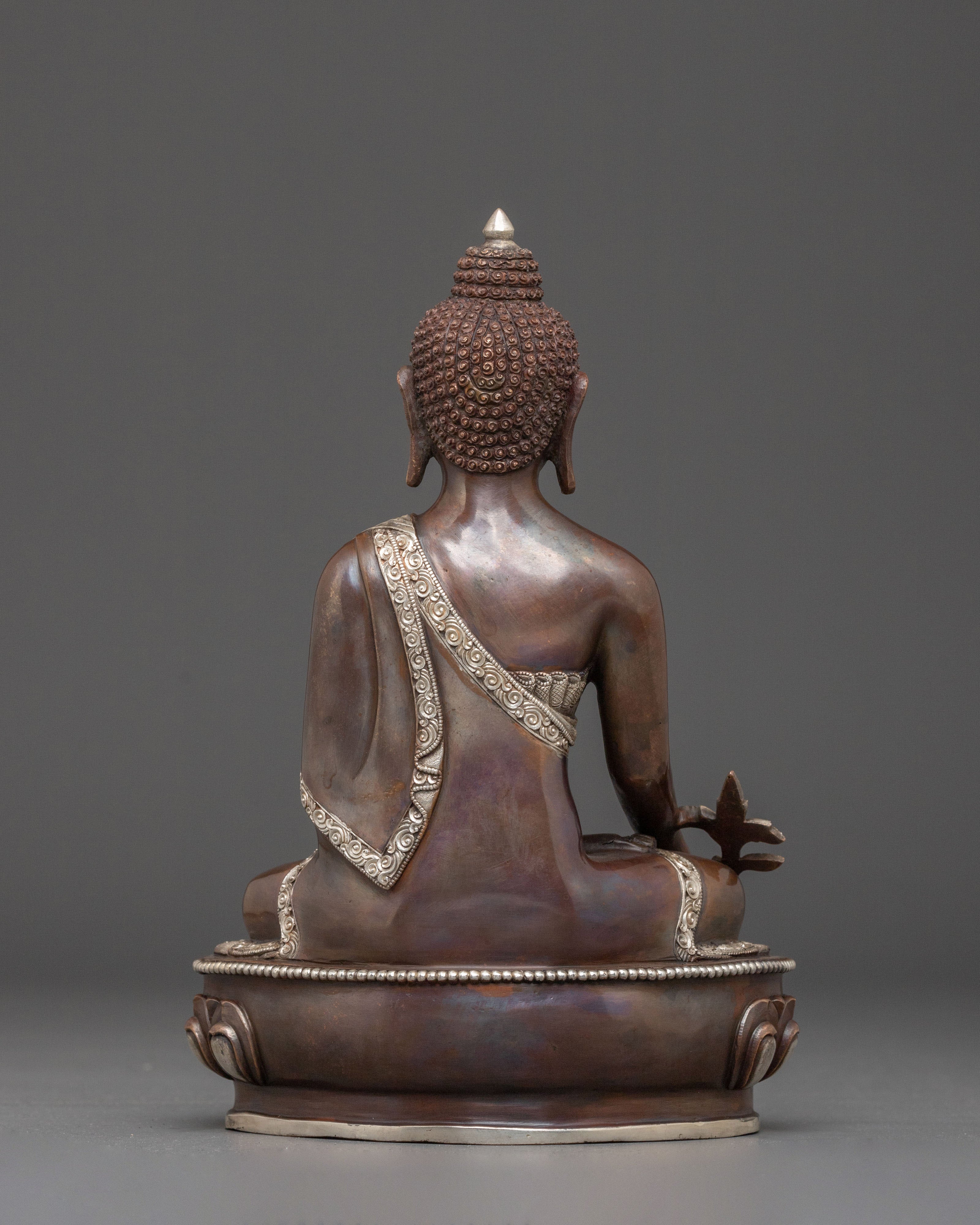Medicine Buddha Statue: Oxidized Copper Healing Figurine