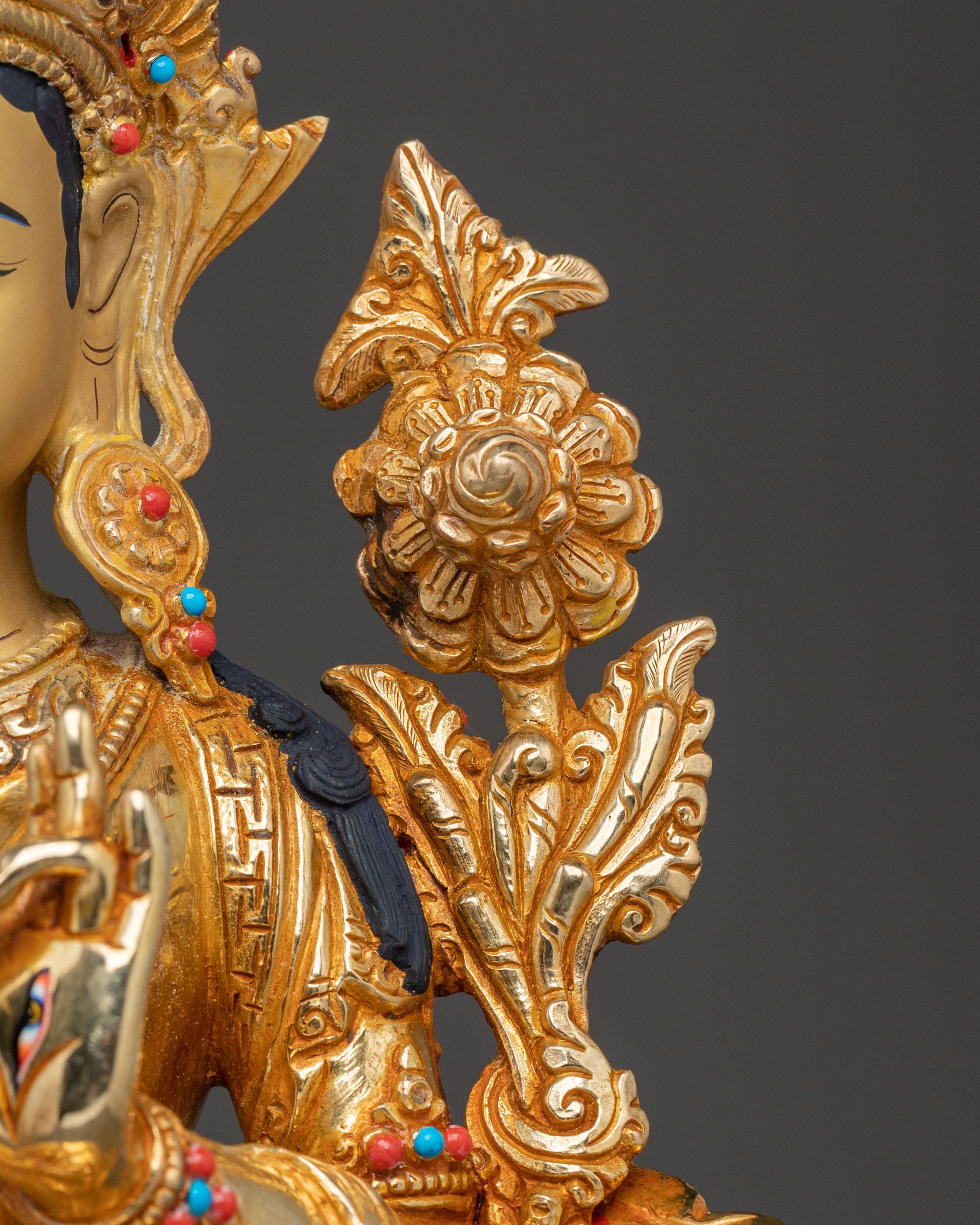 White Tara Statue: One with Seven Eyes