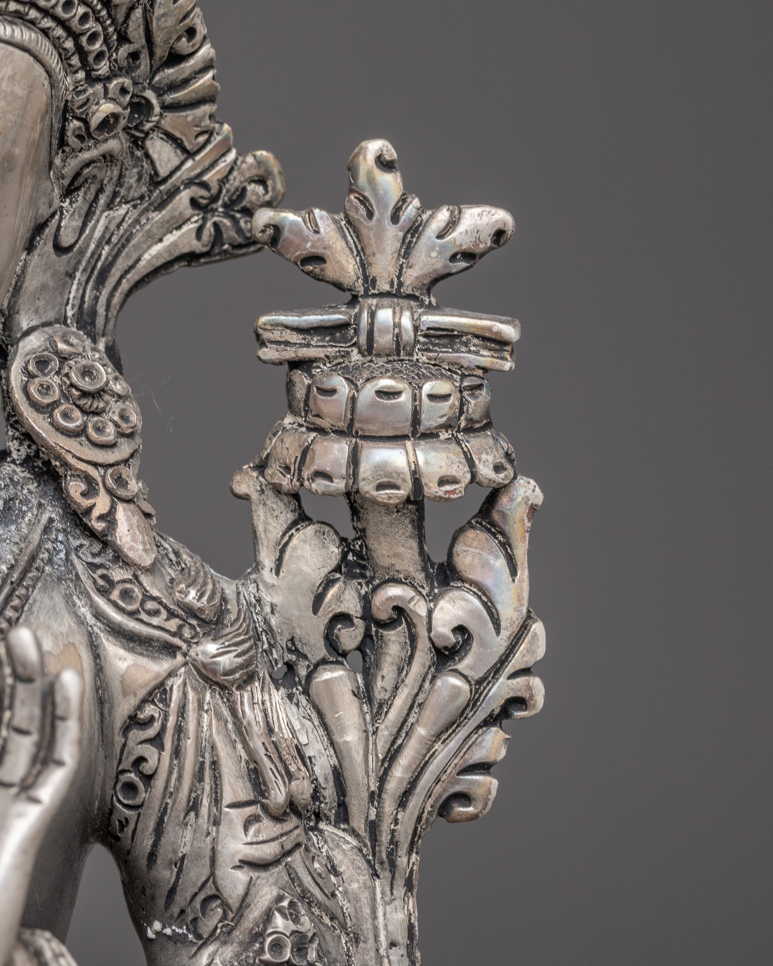 Silver-Plated Bodhisattva Manjushri Statue | Wisdom's Beacon