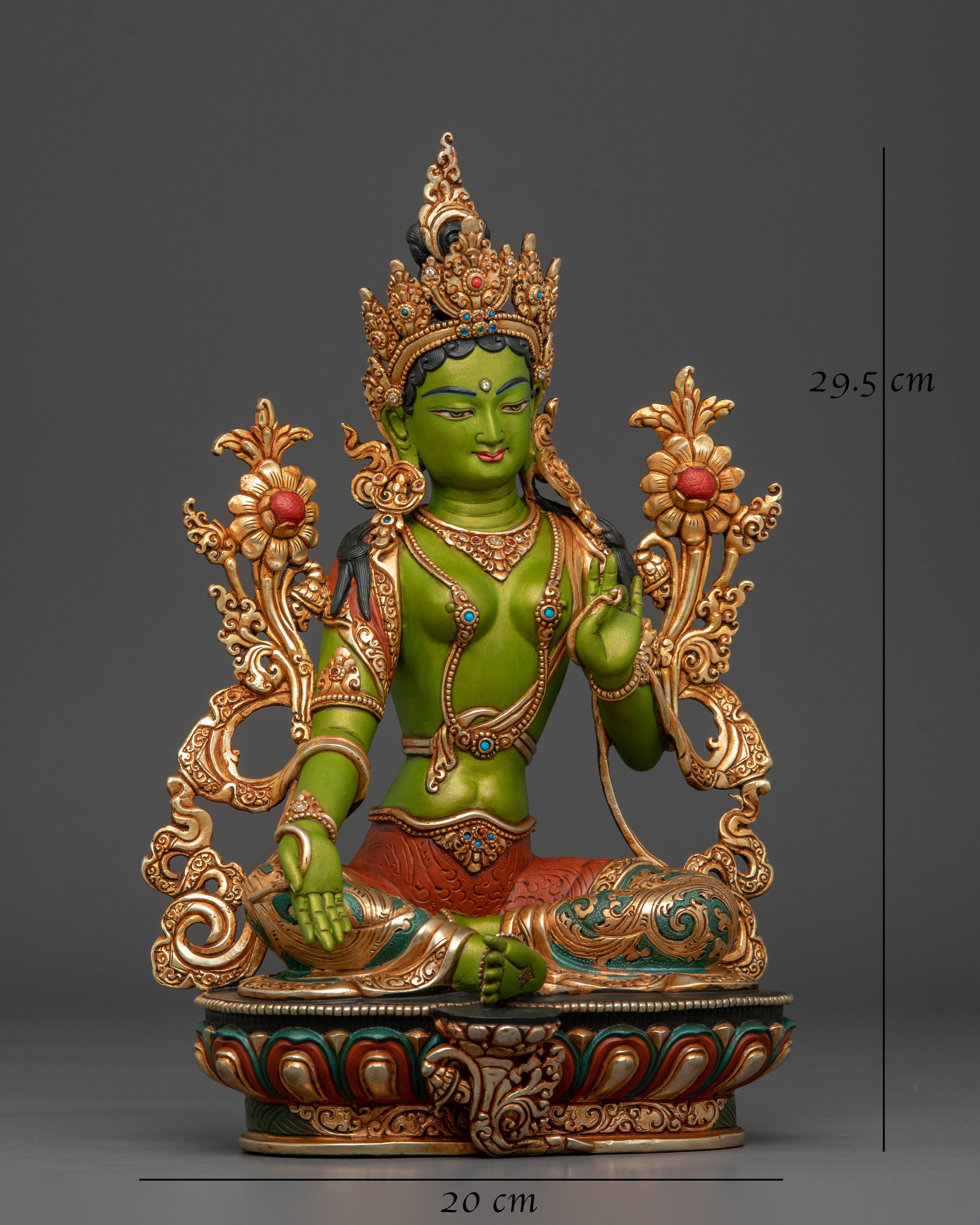 Green Tara Copper Statue | Handcrafted Serenity