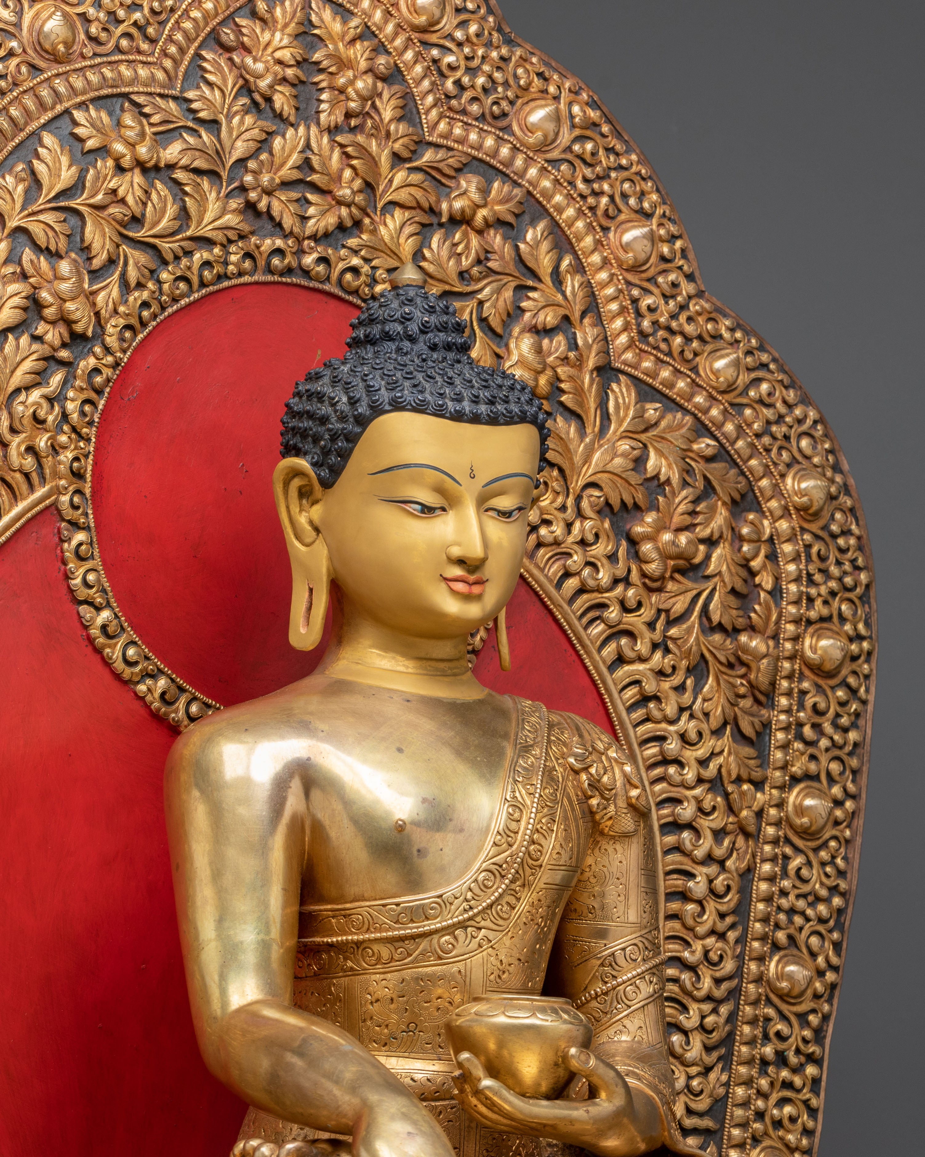 Shakyamuni Buddha Himalayan Statue Seated on a Throne