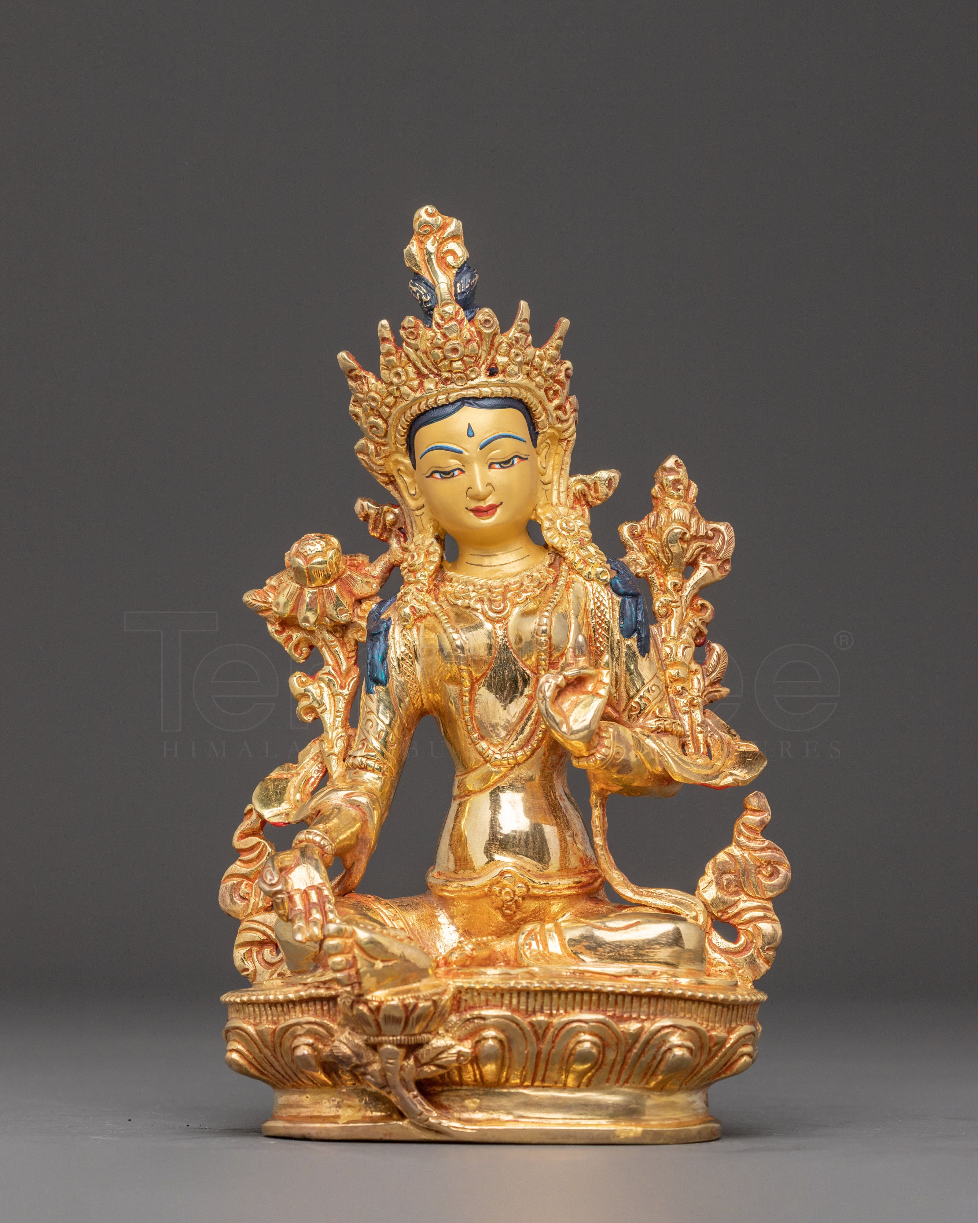 Mother Green Tara Golden Handcrafted Statue 