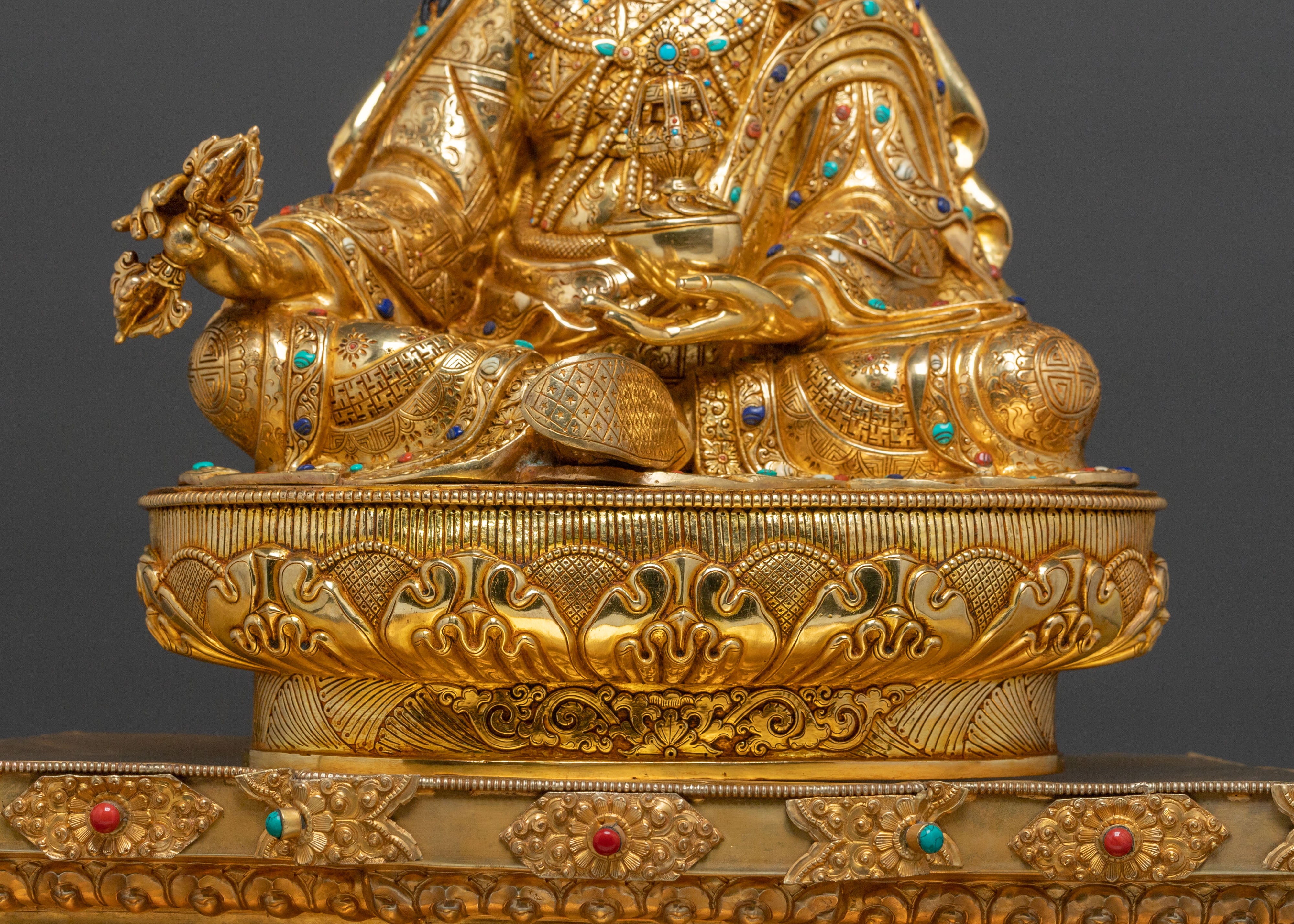 Guru Rinpoche Statue on Throne | Buddhist Master