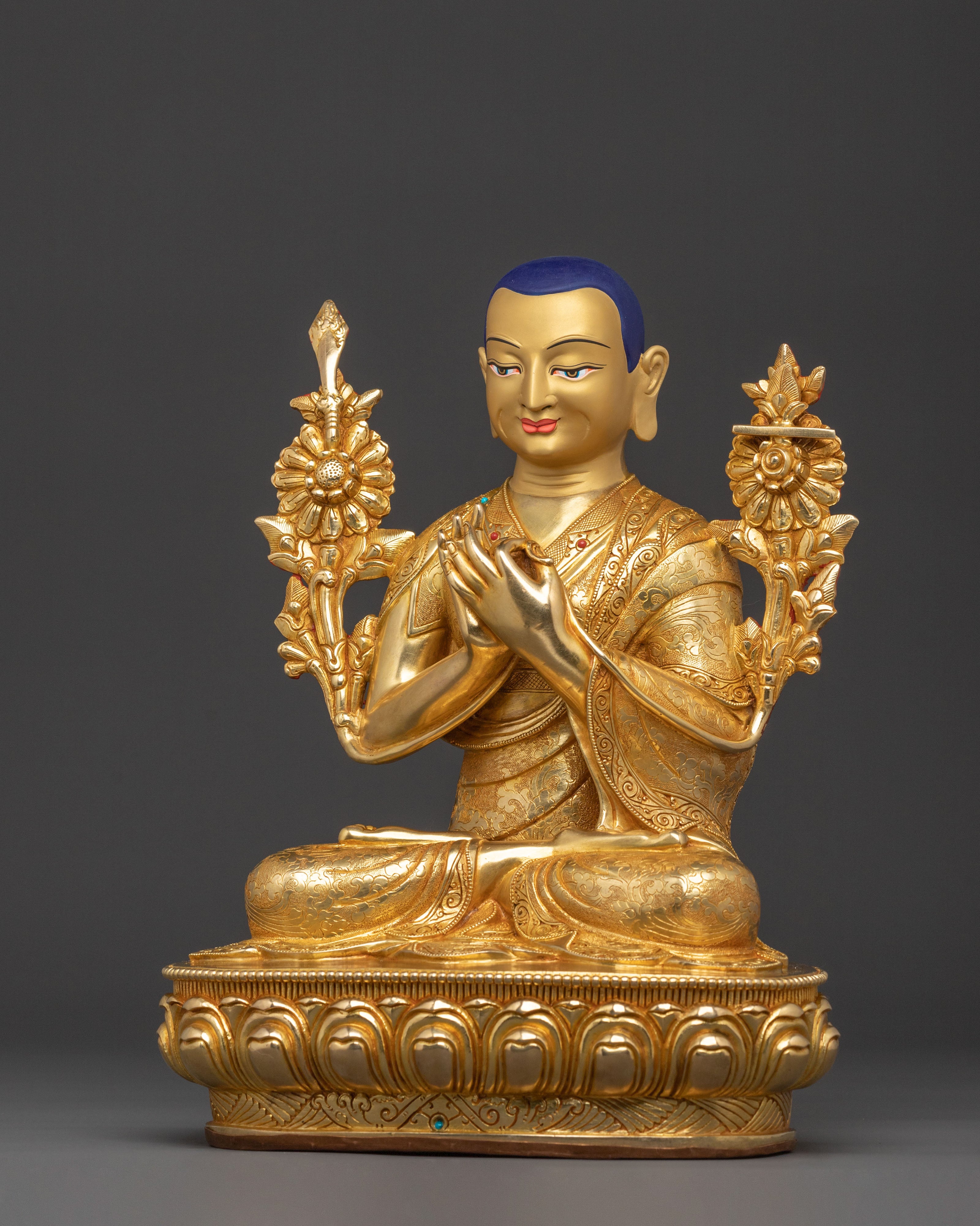 Tsongkhapa Himalayan Statue: Buddhist Altar Decor