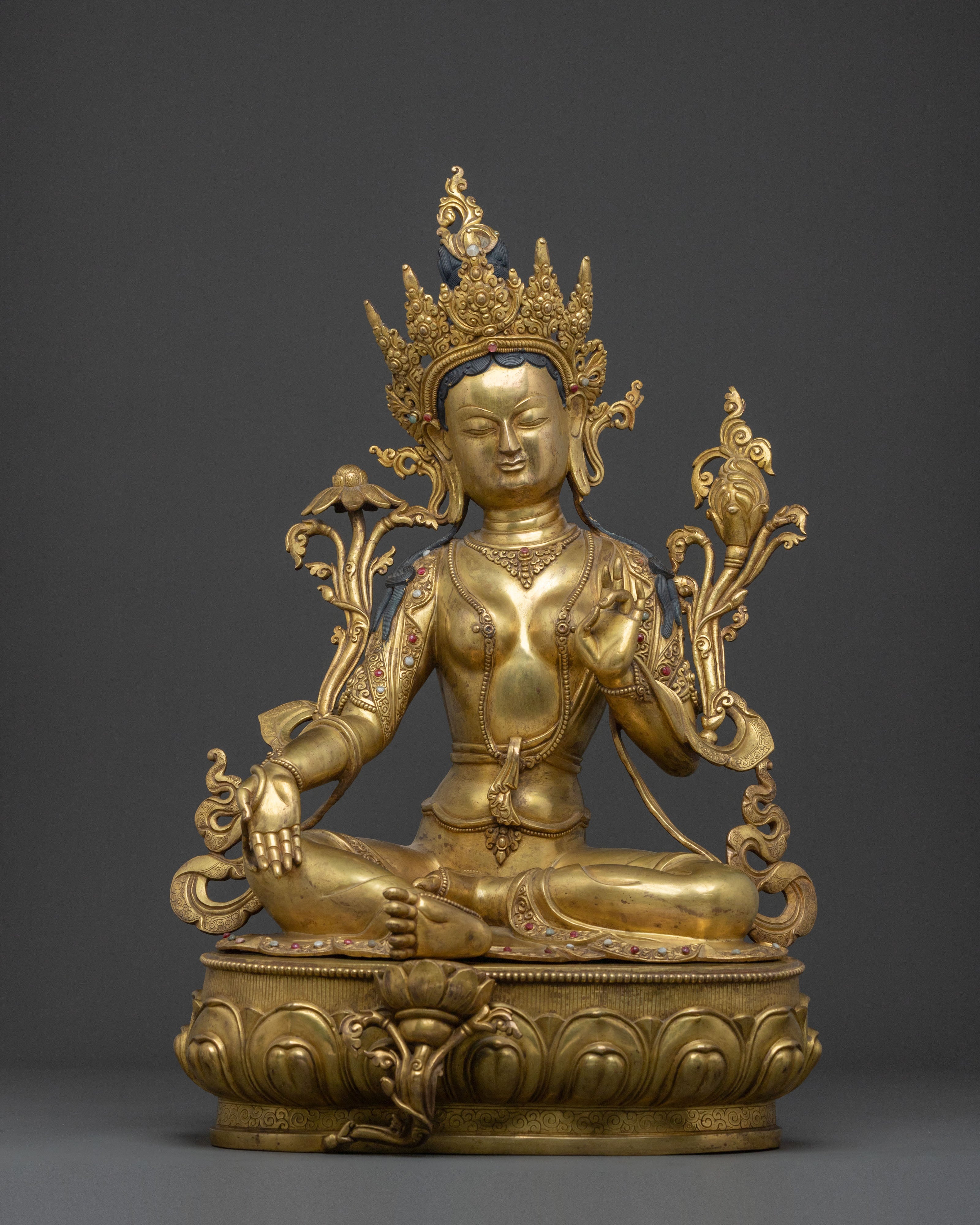 Handmade Green Tara Sacred Statue | Swift Liberator and Sacred Protector