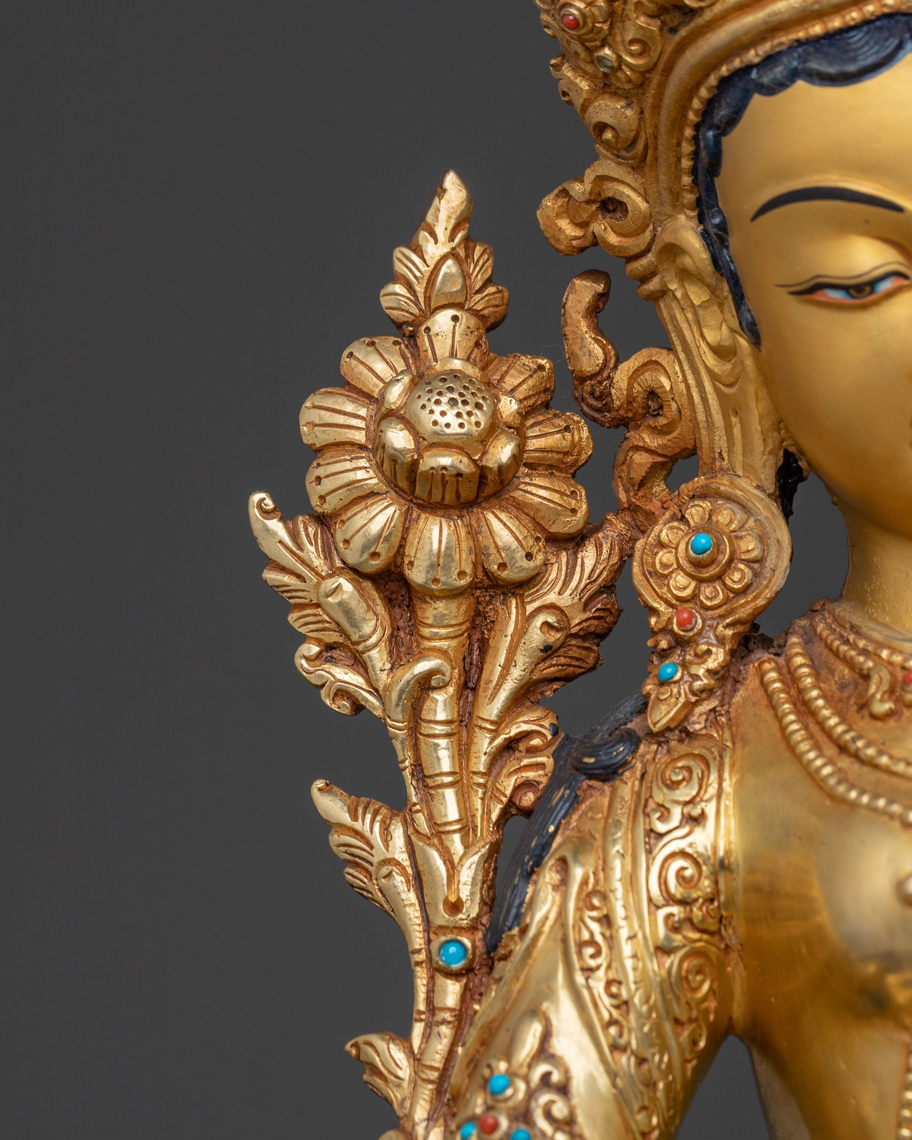 Protector Green Tara: 24K Gold Gilded Sculpture