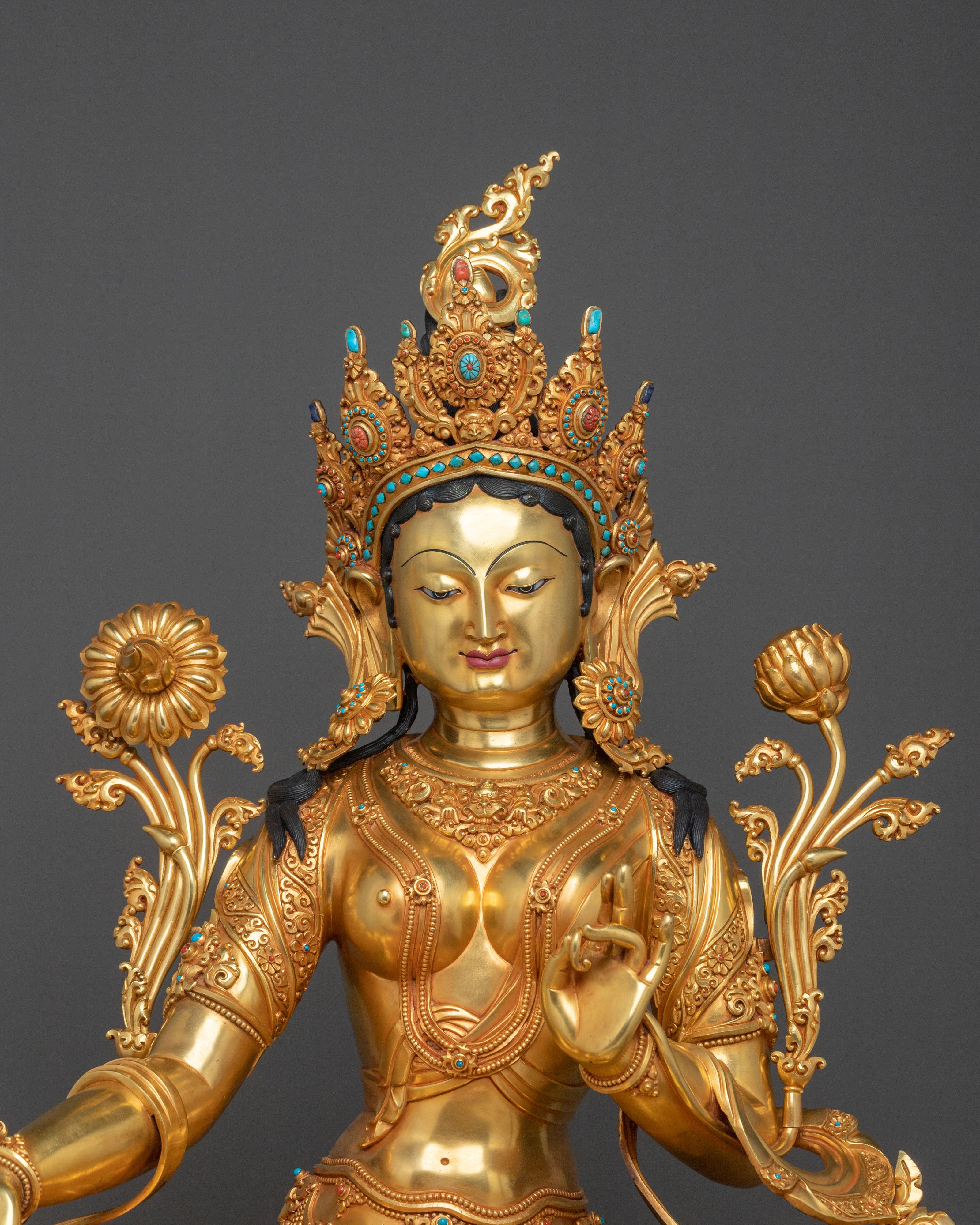 Handmade Green Tara Sculpture | Sacred Goddess