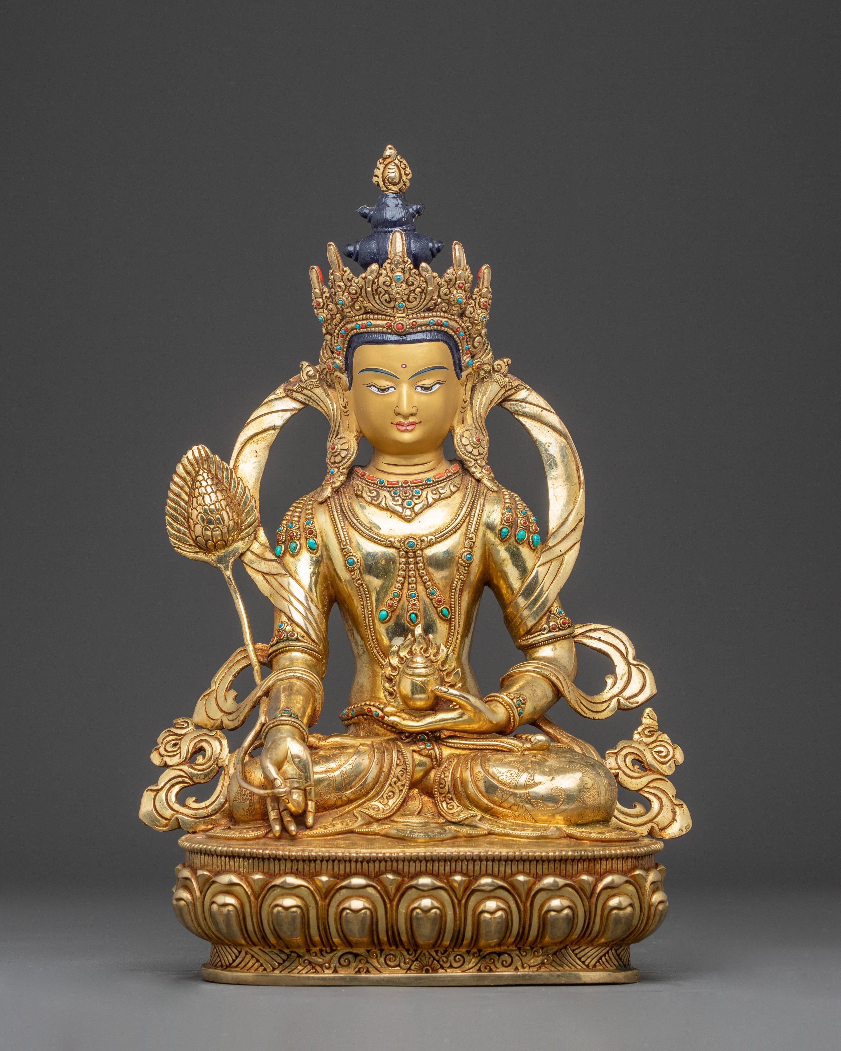 Handmade Kshitigarbha Golden Statue