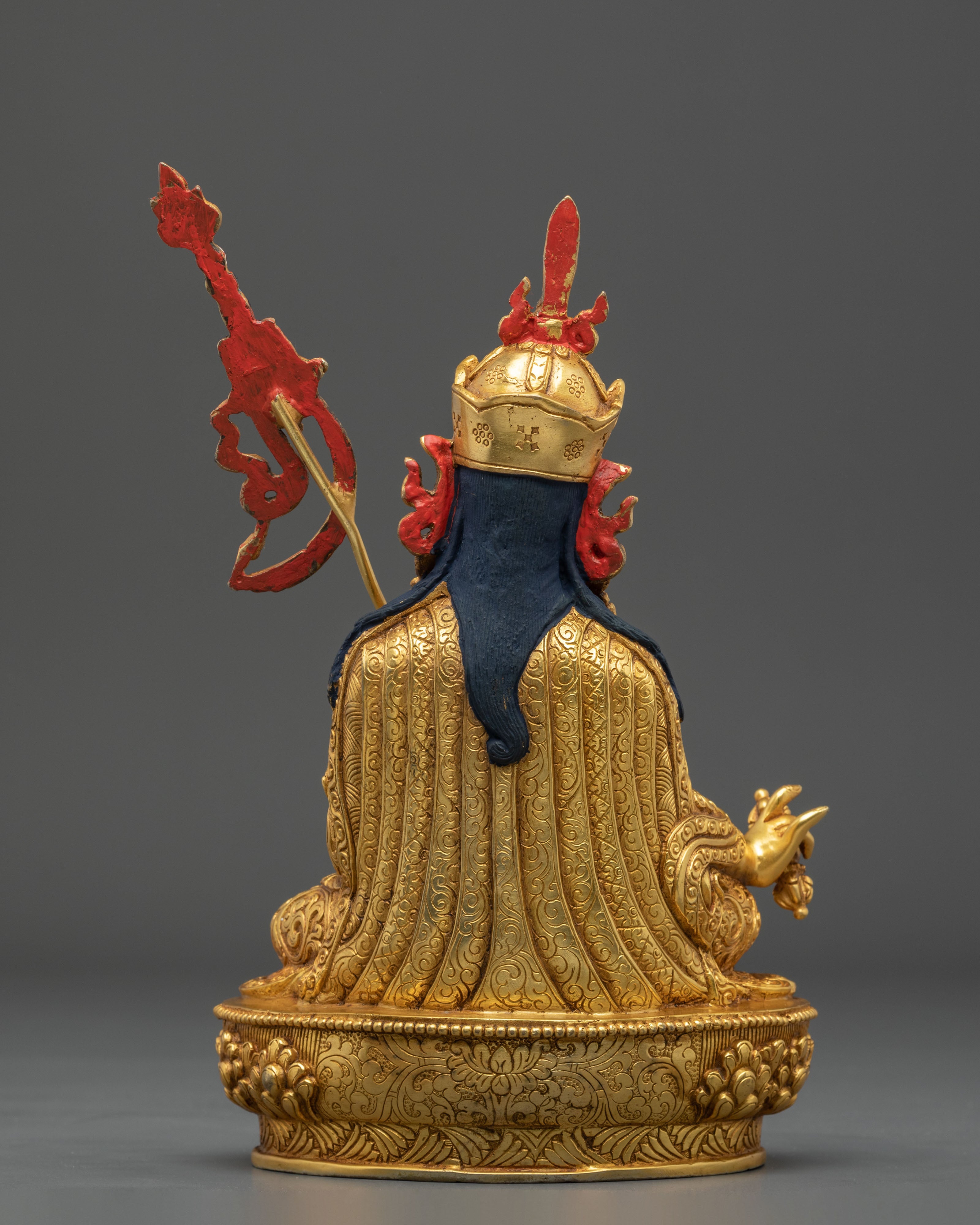 Handmade Guru Rinpoche Spiritual Sculpture with 24K Gold Gliding