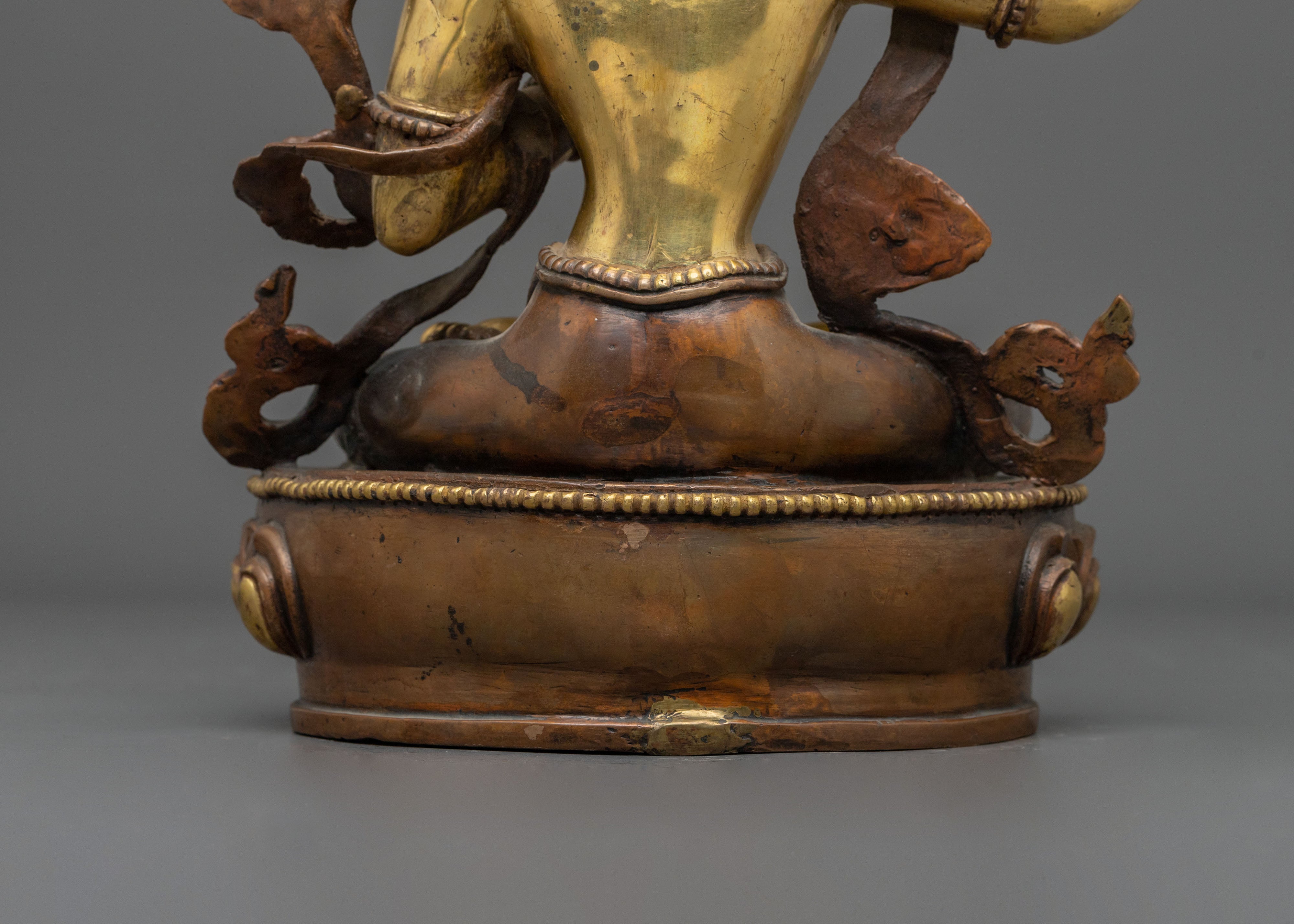 Manjushri Sacred Statue for Altar - 24K Gold Gilded