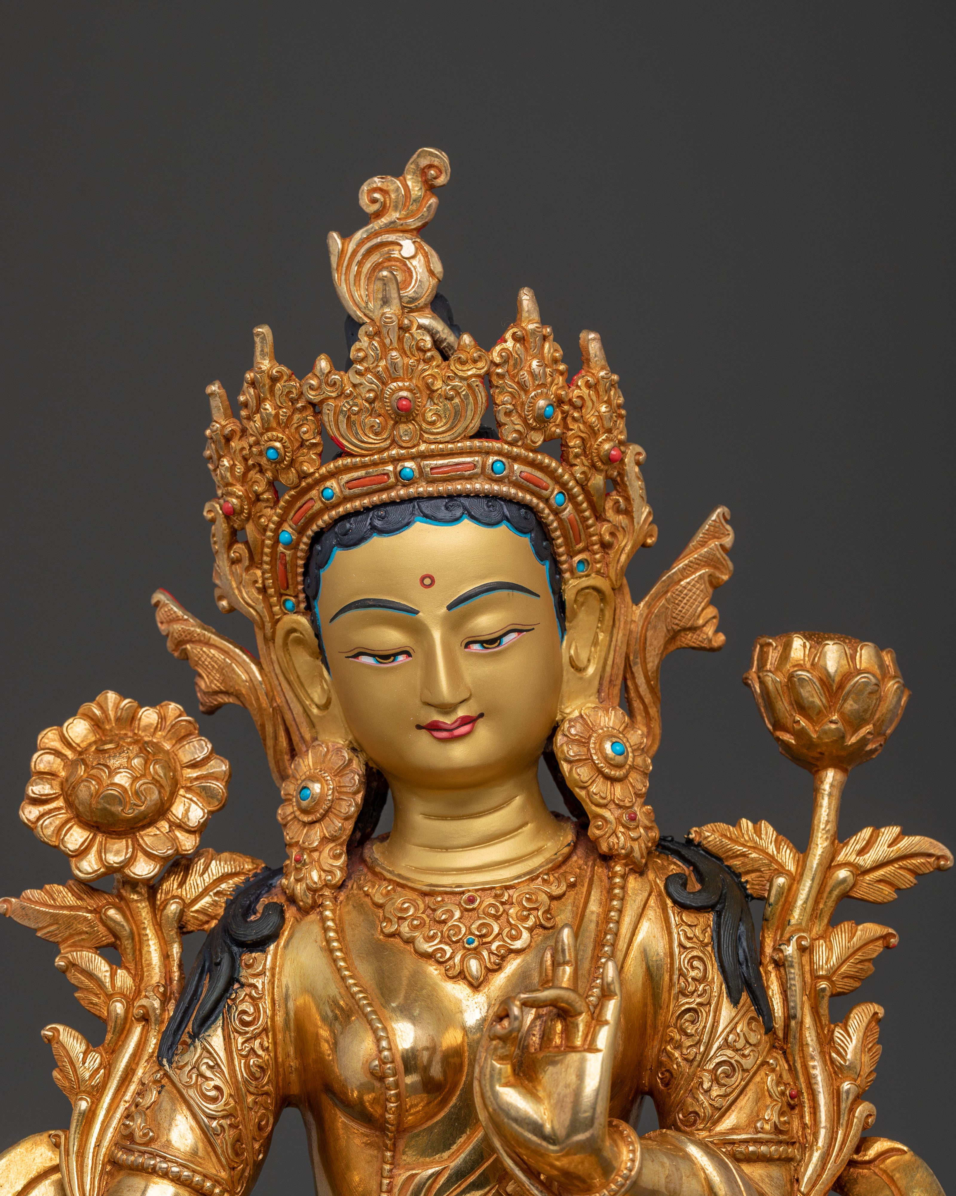 Green Tara Serene Buddhist Deity Statue | Symbol of Compassion