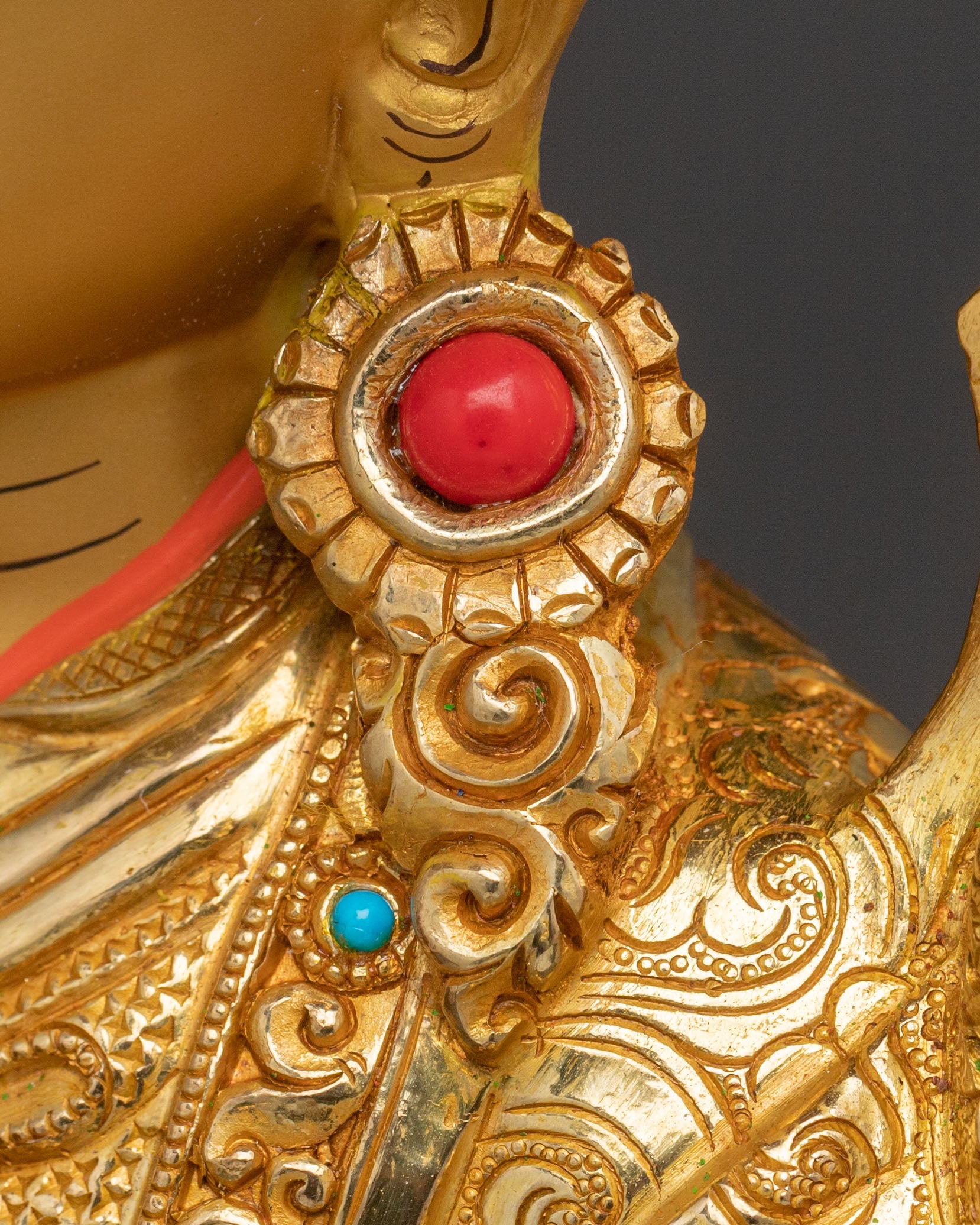 Wealth King Gesar Sculpture: 24K Gold Gilded