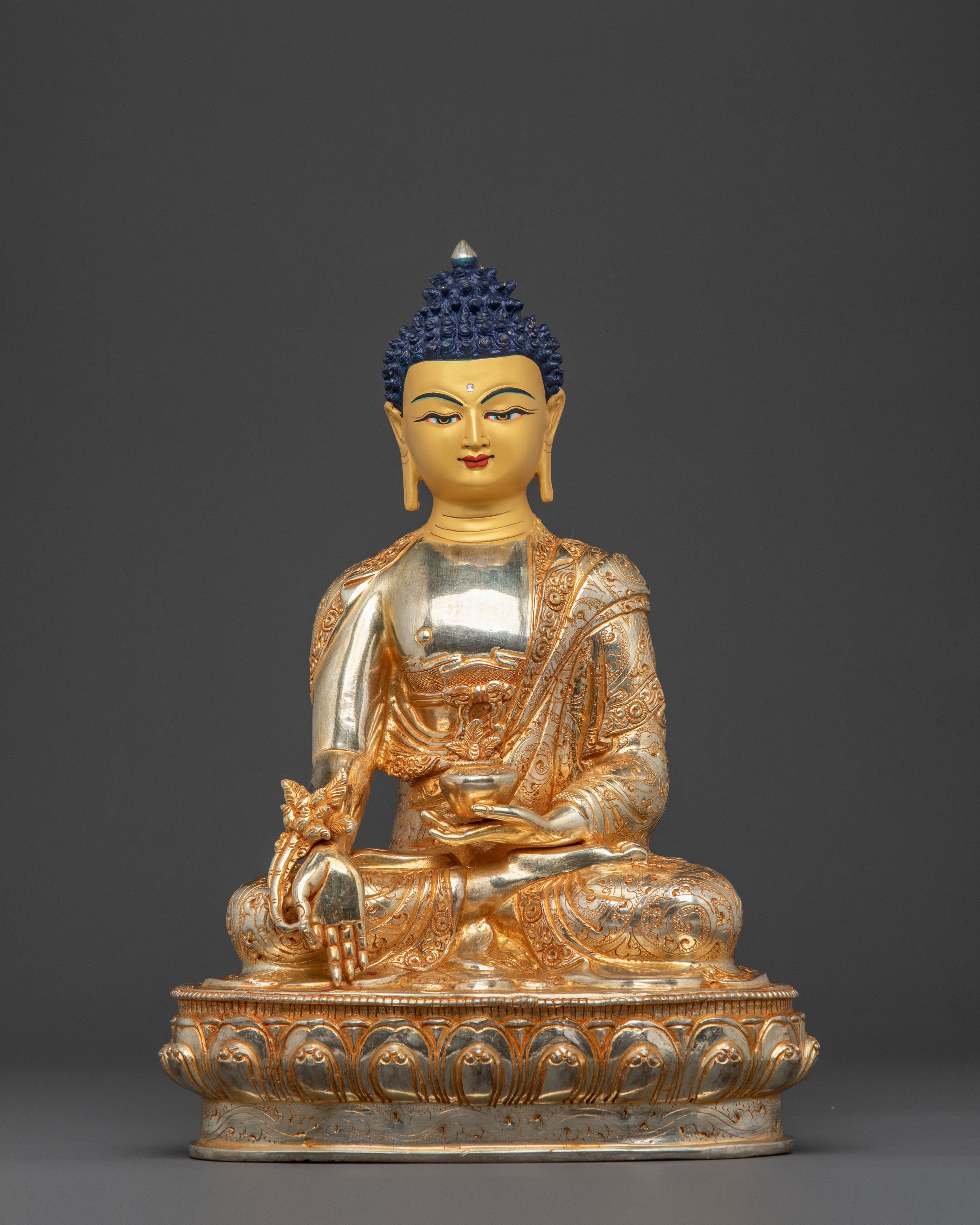 Medicine Buddha Serene Statue | Gold Gilded Buddhist Art