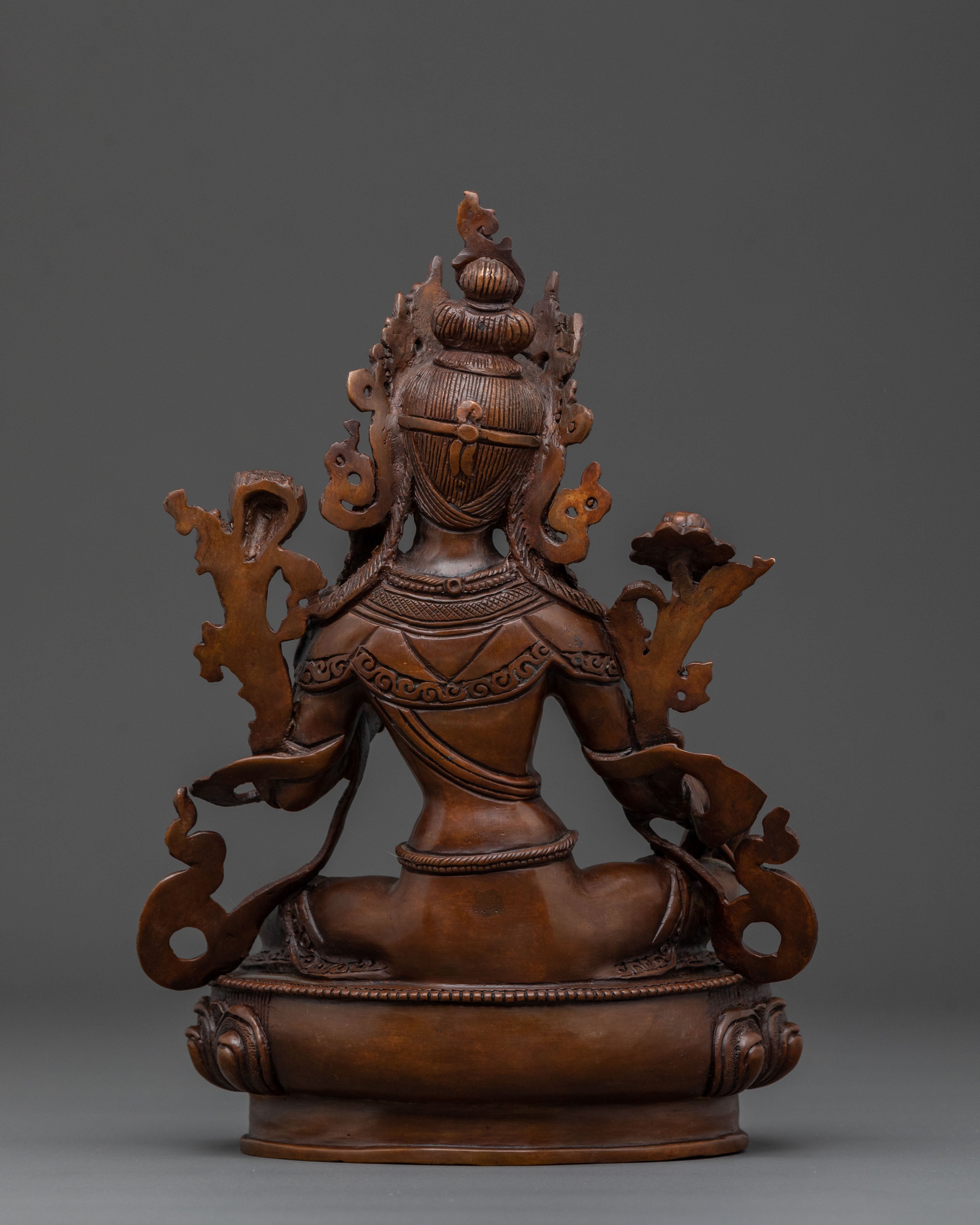 Green Tara Statue: Oxidized Copper Swift Liberation