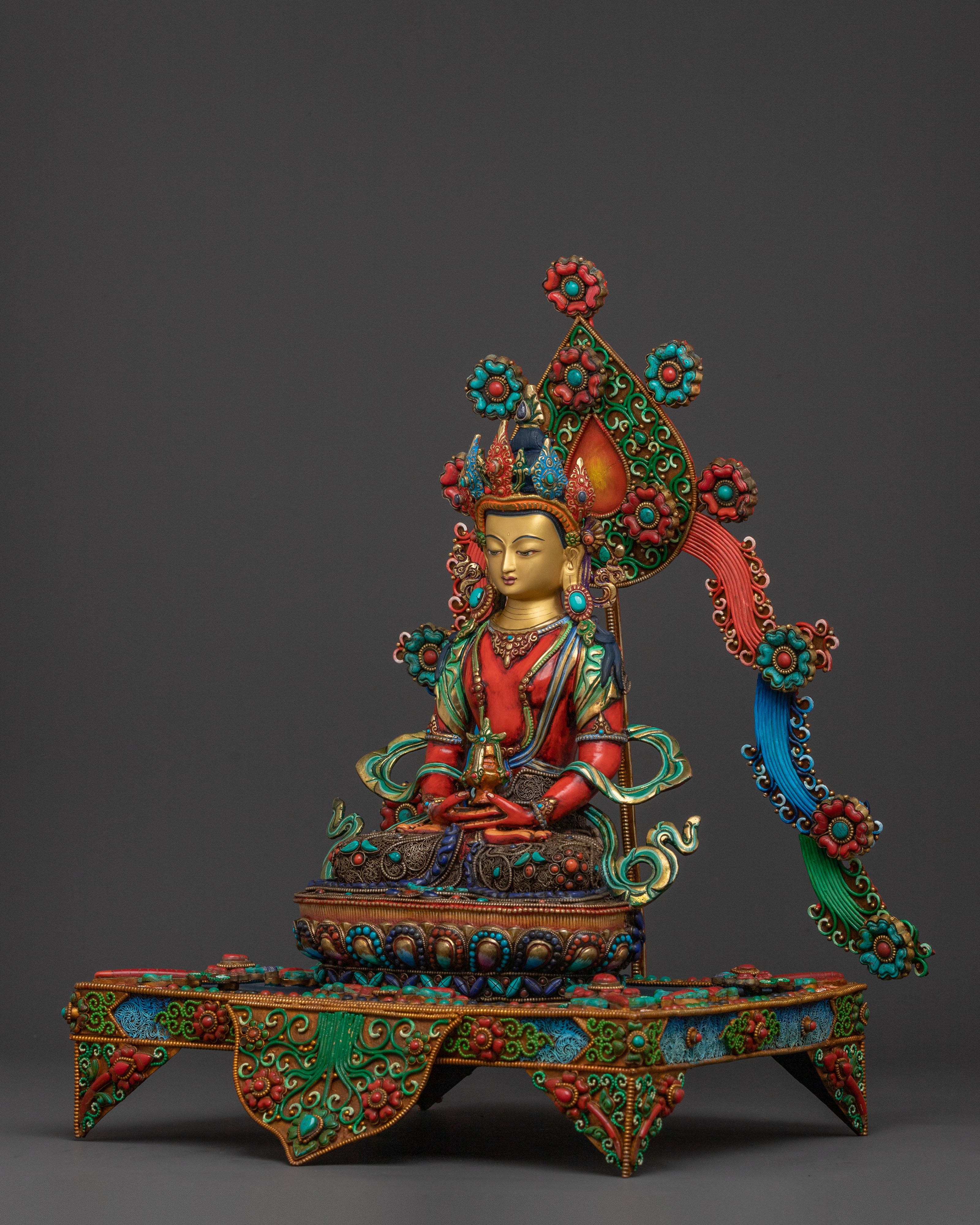 Buddhist Statue of Amitayus Sitting On A Throne