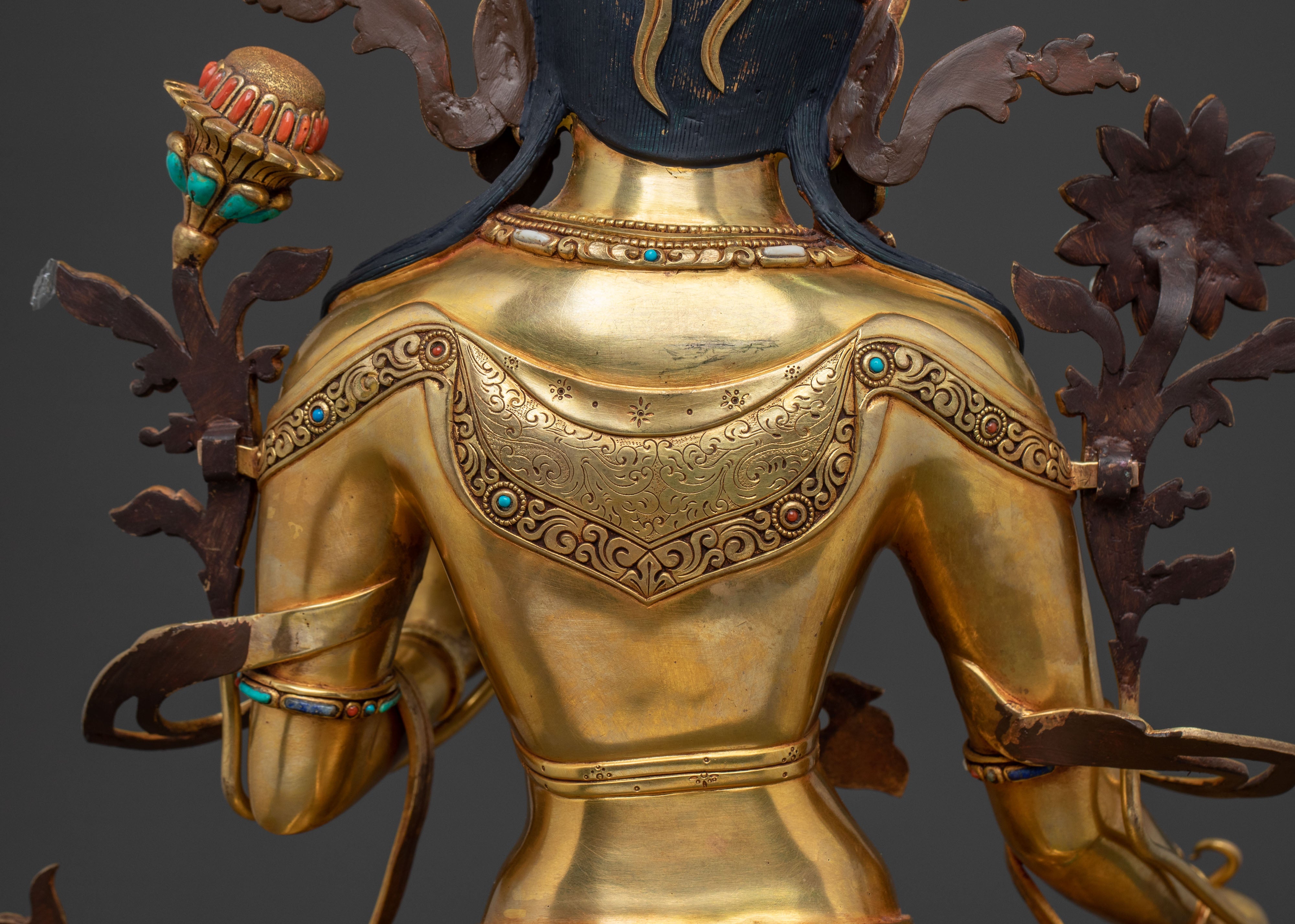 White Tara 24K Gold Gilded Sculpture | Goddess of Compassion