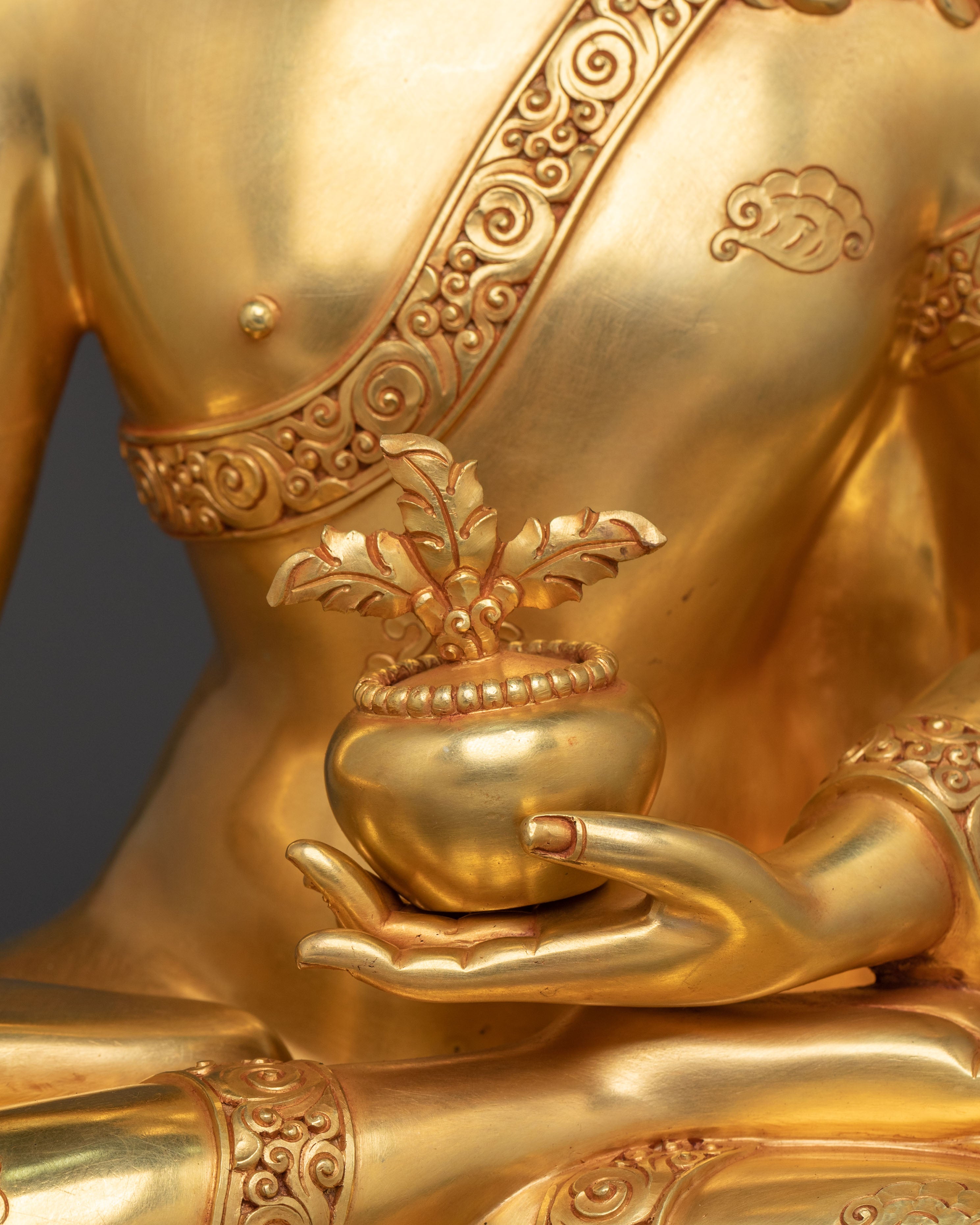 Handcrafted Medicine Buddha Spiritual Healing Statue | 24K Gold Gilding