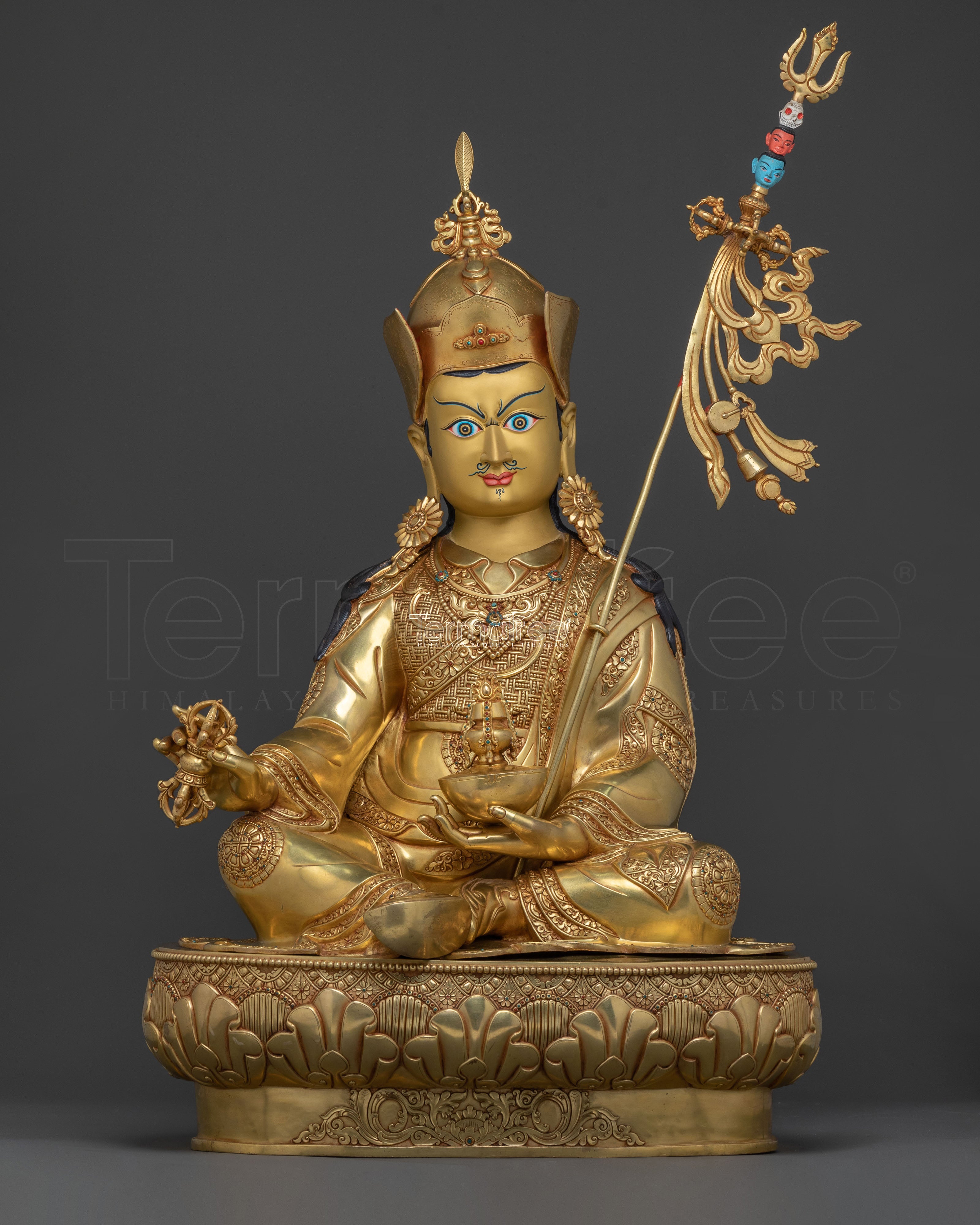 Guru Rinpoche Sacred Lotus Statue | 24K Gold Gilded