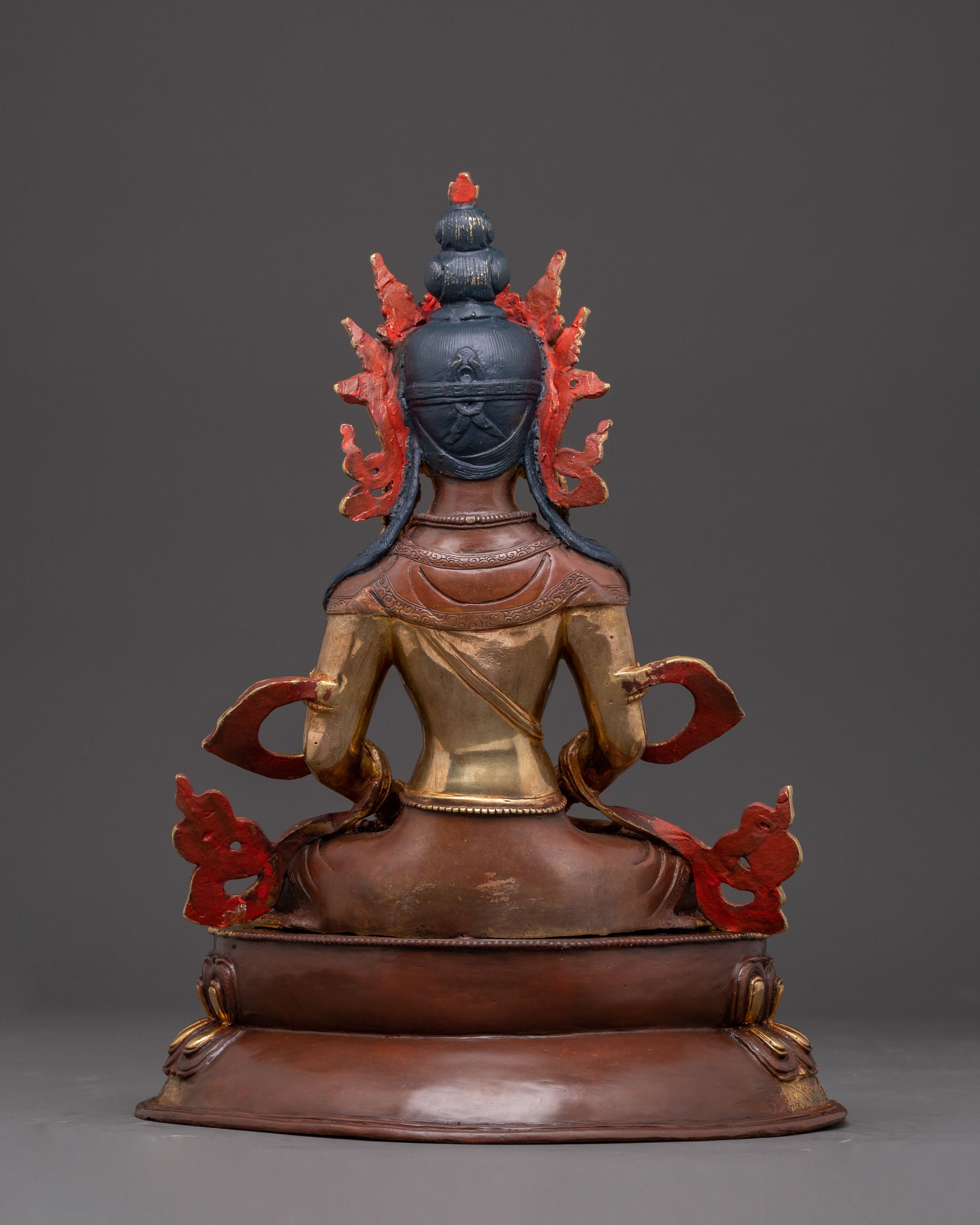 Handmade 24K Gold-Gilded Amitayus Statue | Traditional Himalayan Art