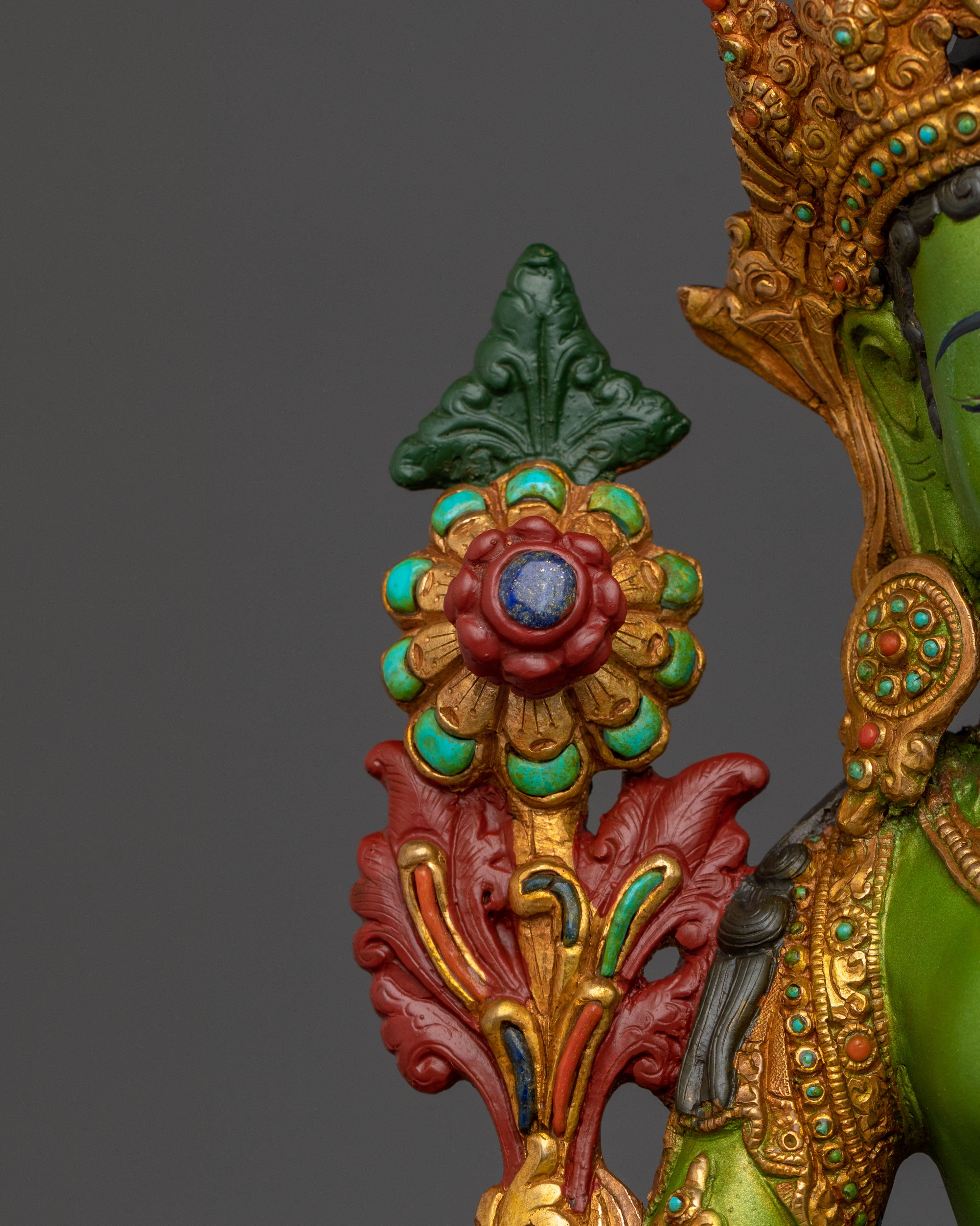 Handcrafted Green Tara Statue for Decor | Tibetan Goddess Figurine