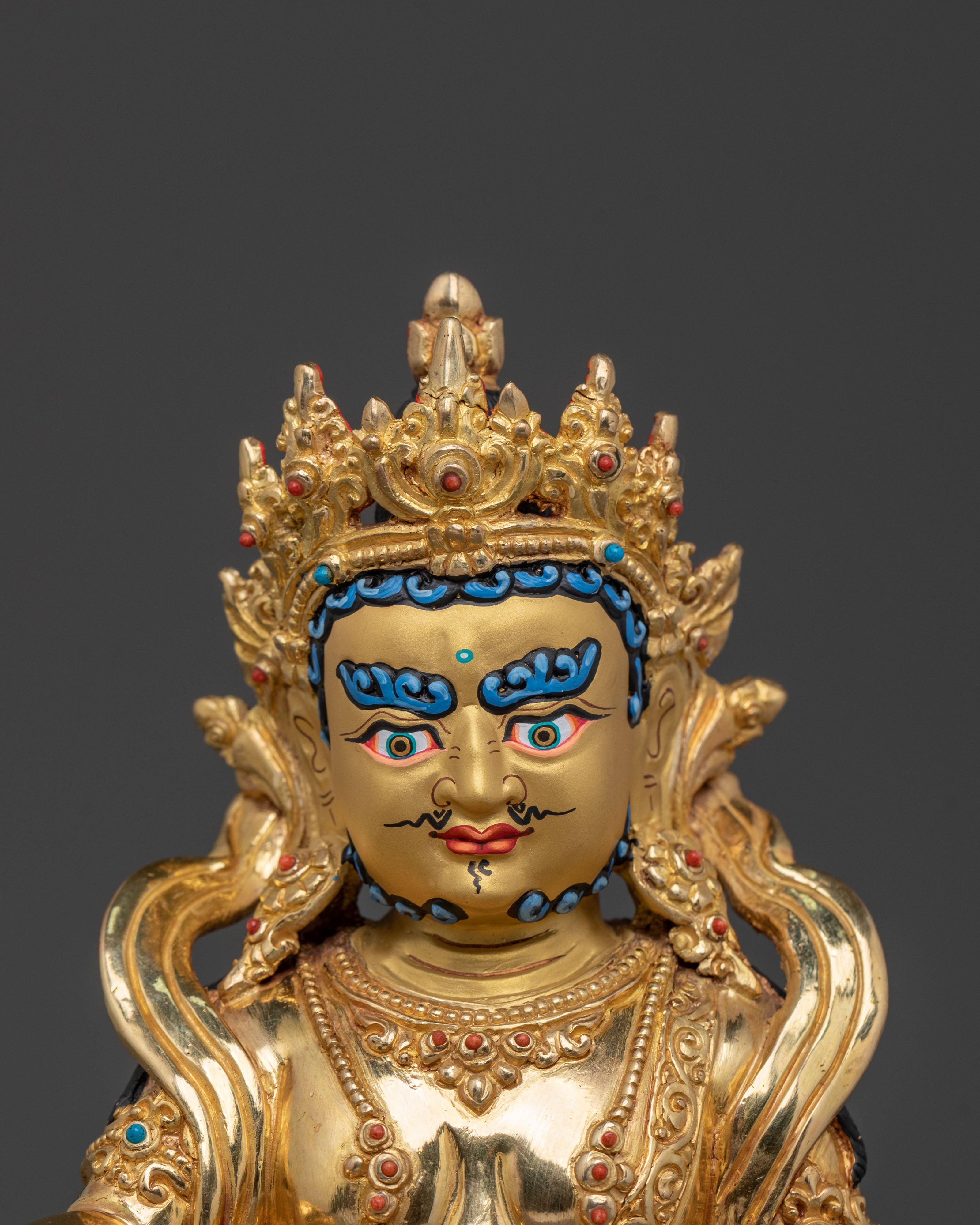 Dzambhala 24K Gold Gilded Statue: Himalayan Handcrafted Rupa