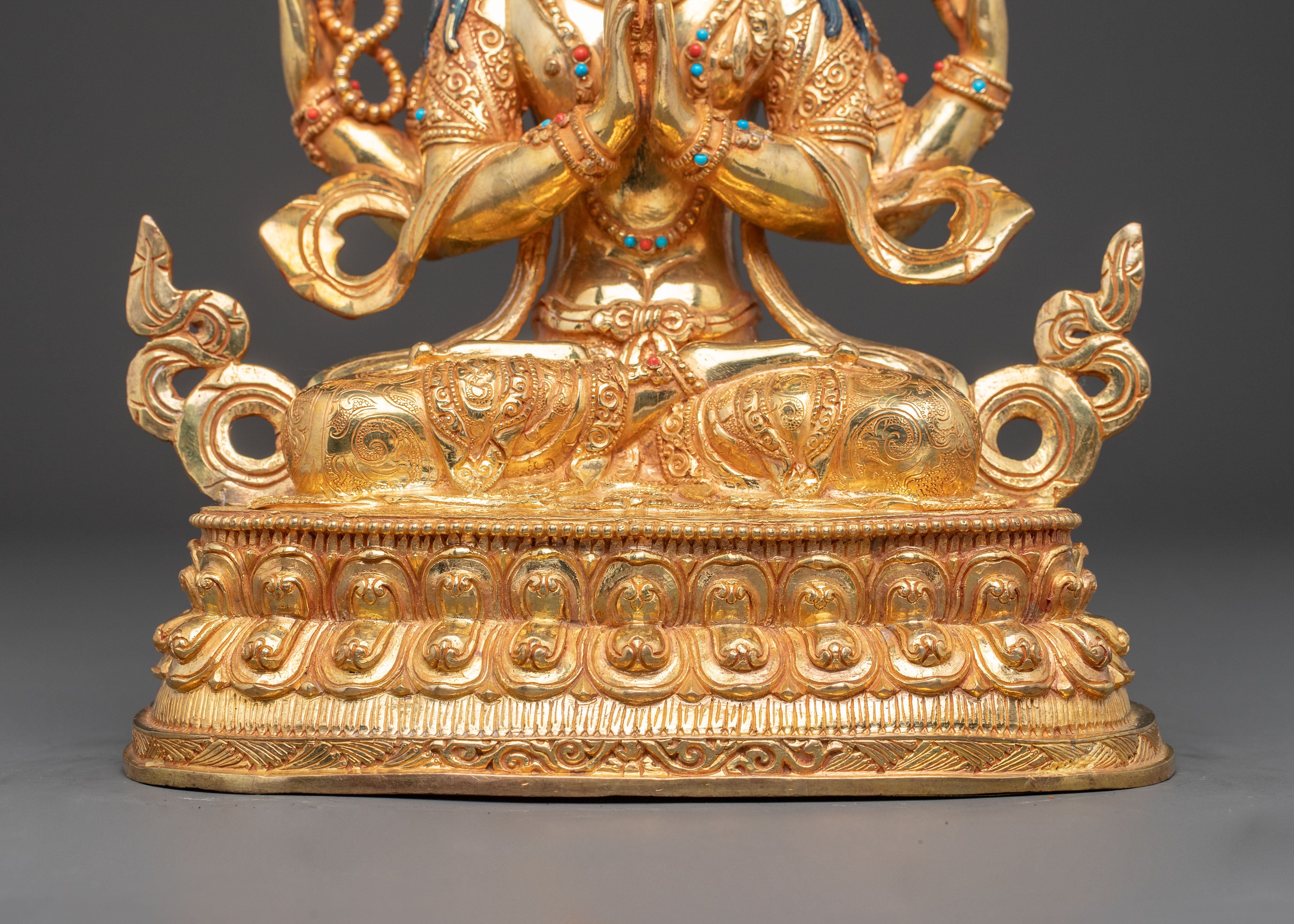 24K Gold Gilded Chenrezig Handmade Statue | Bodhisattva of Compassion