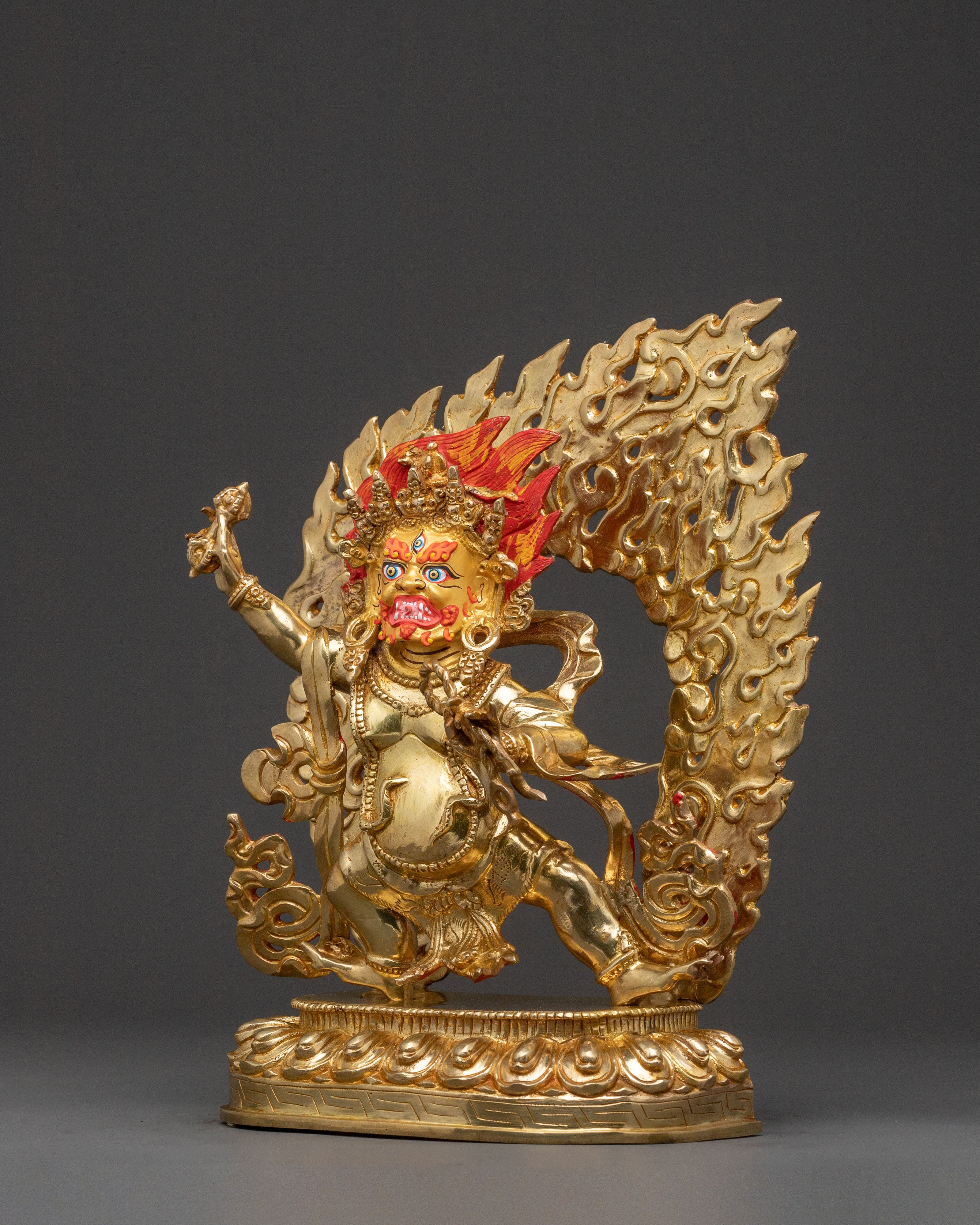 Handcrafted Vajrapani Spiritual Statue - 24K Gold Gilded