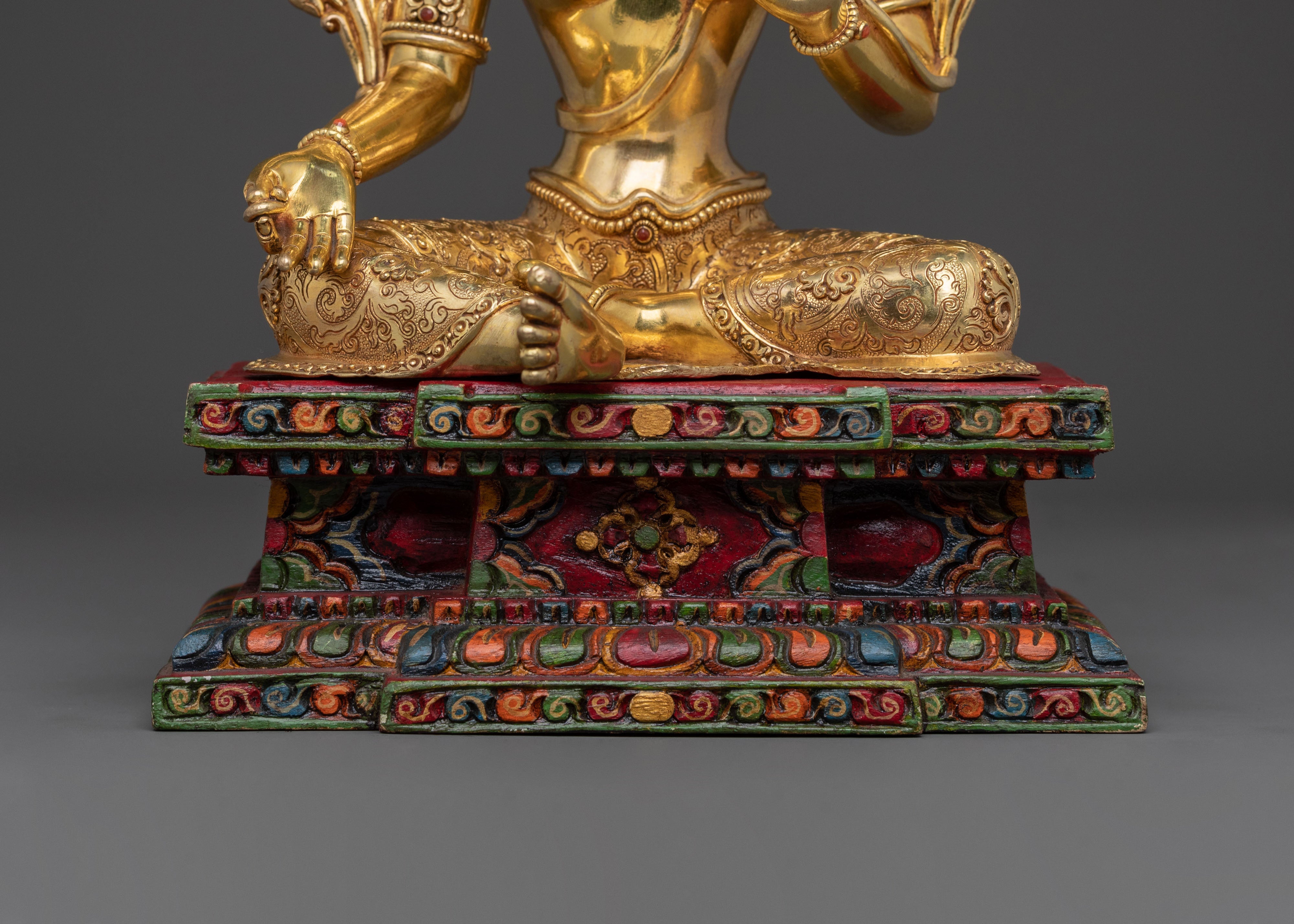 Green Tara 24K Gold Gilded Statue | Home Decor