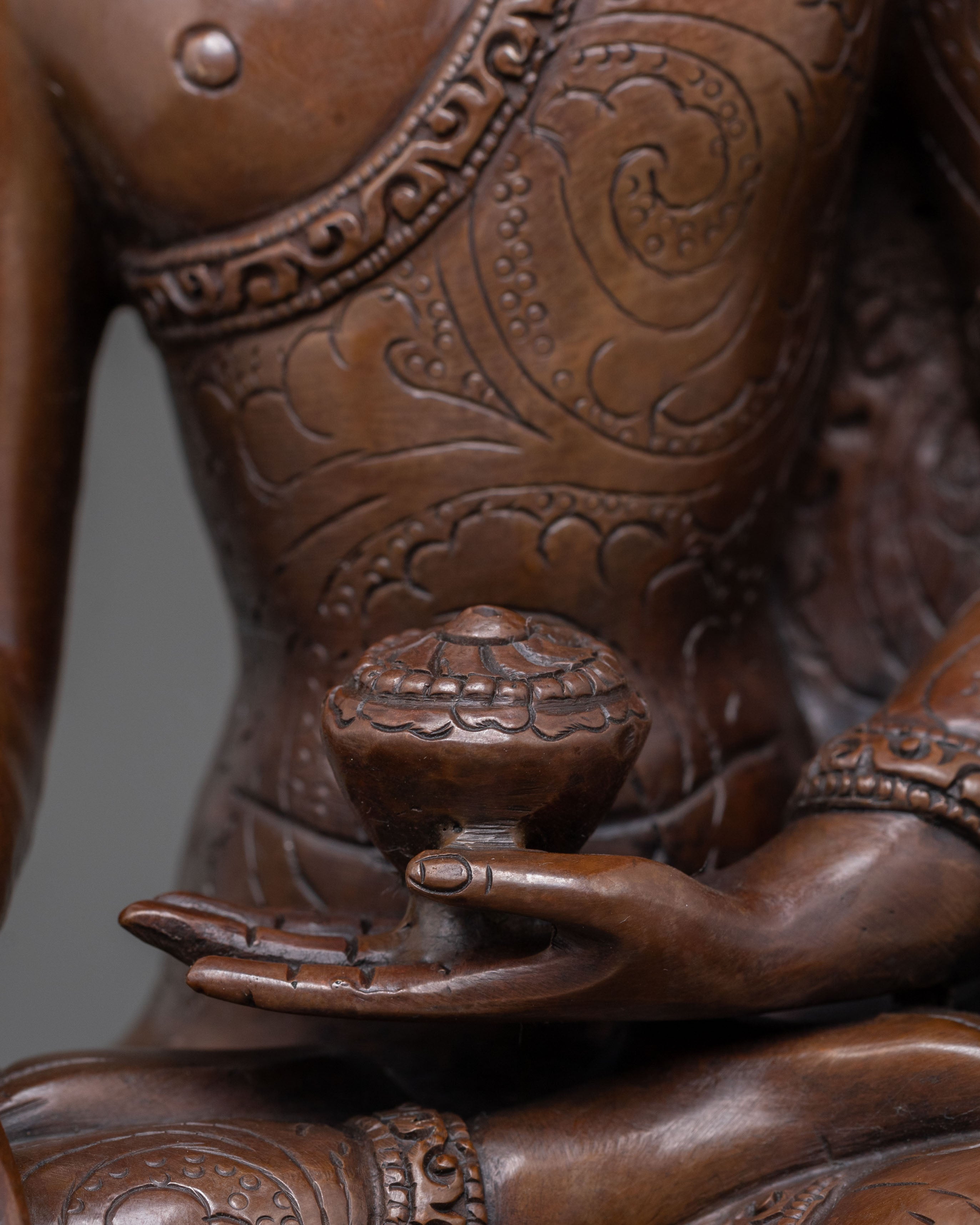 Shakyamuni Buddha: Oxidized Copper Figurine