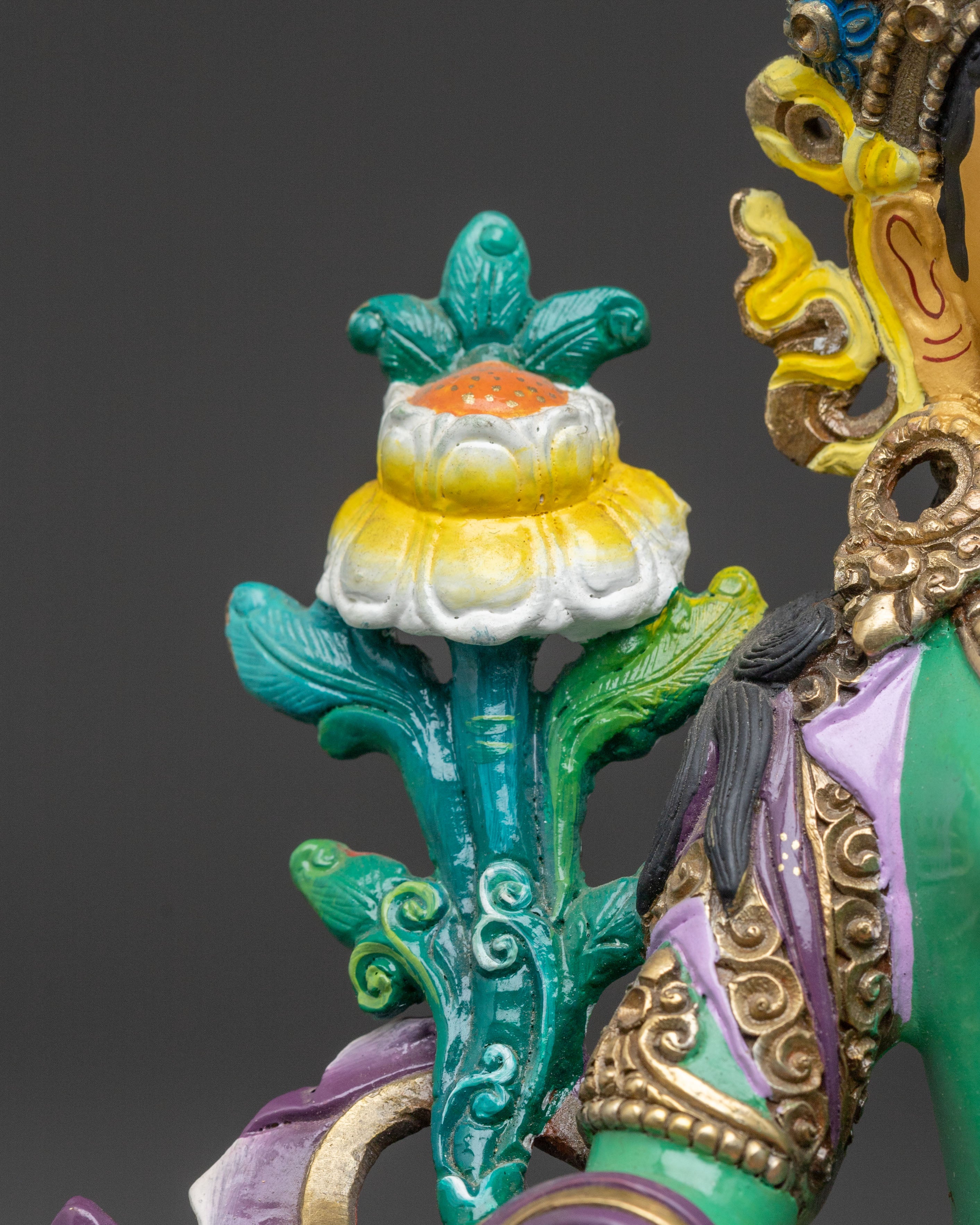Green Tara Swift Compassion Statue | Hand-Gilded Copper