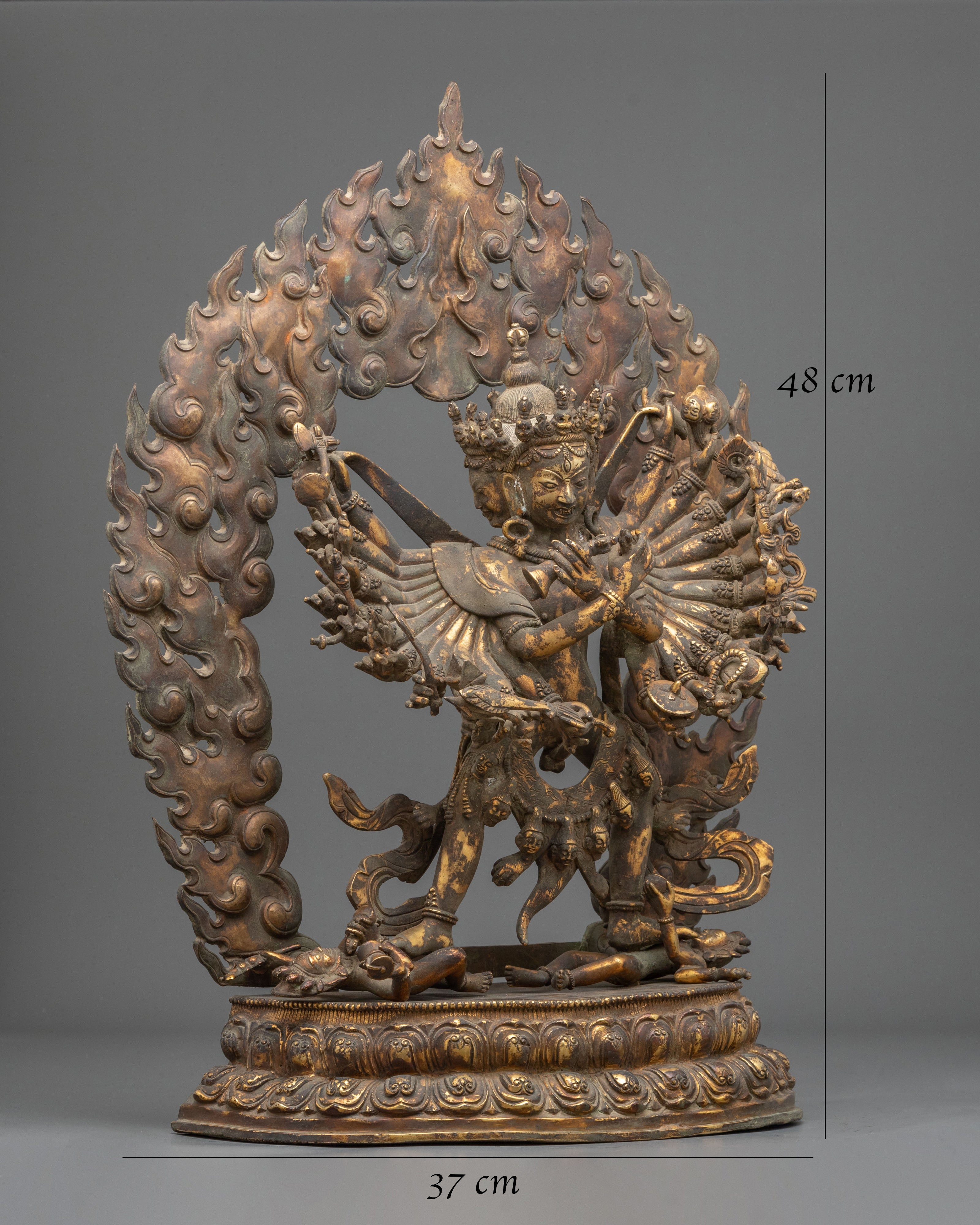 Kalachakra Sacred Statue | Antique Finish Copper Vajrayana Sculpture