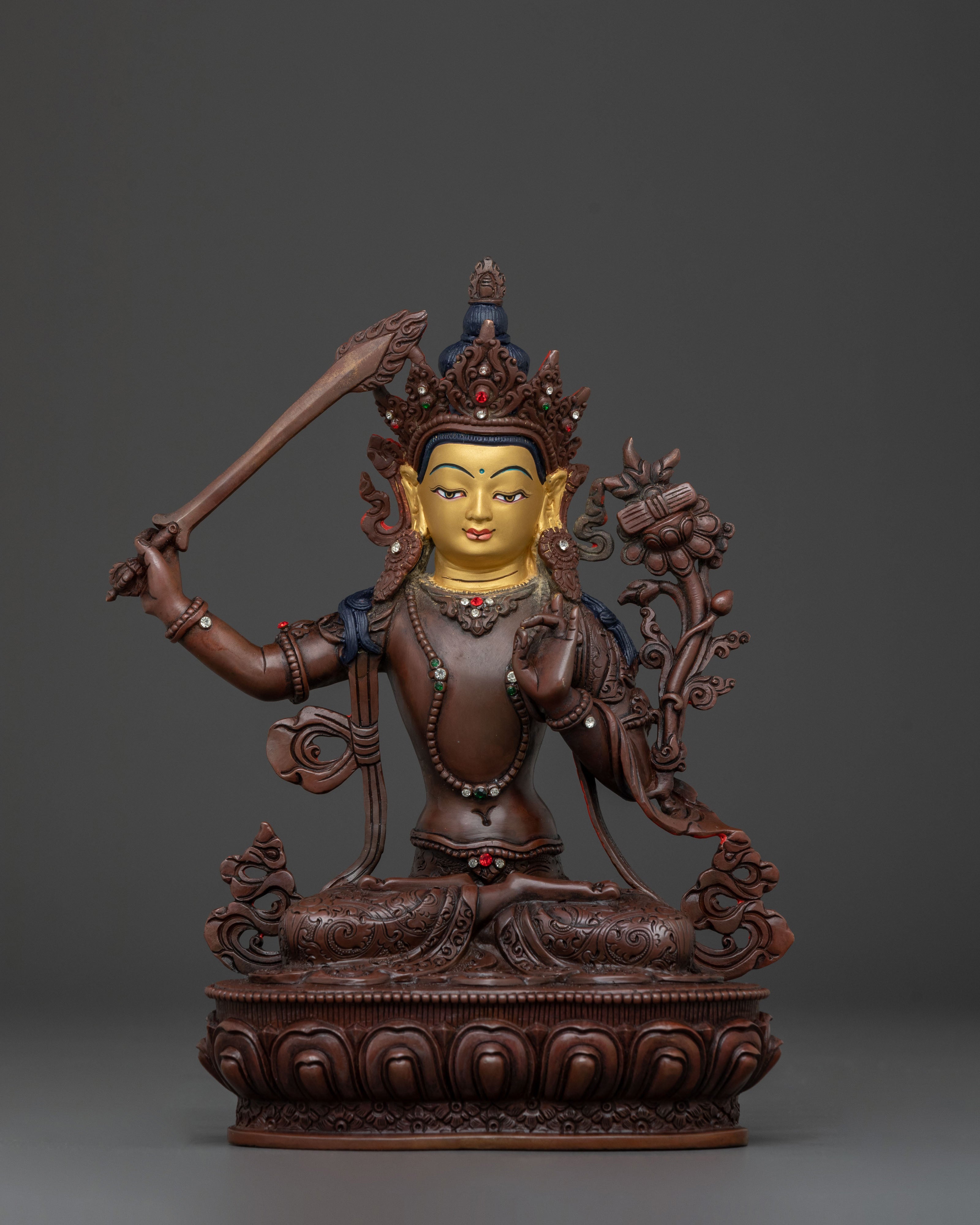 Bodhisattva Manjushri Statue of Ultimate Wisdom | Sacred Buddhist Altar Sculpture