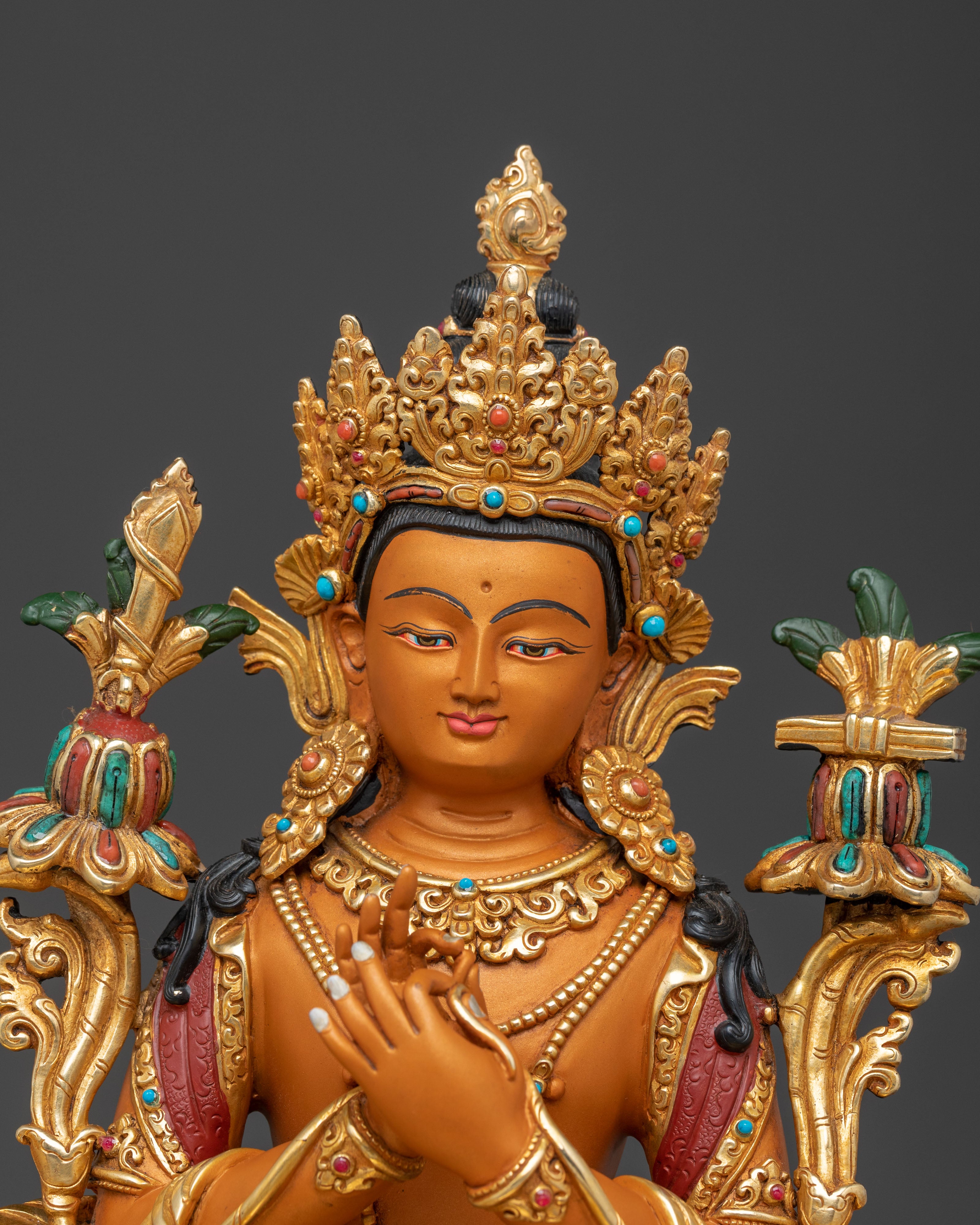 Tikshna Manjushri with Snow Lion Sculpture