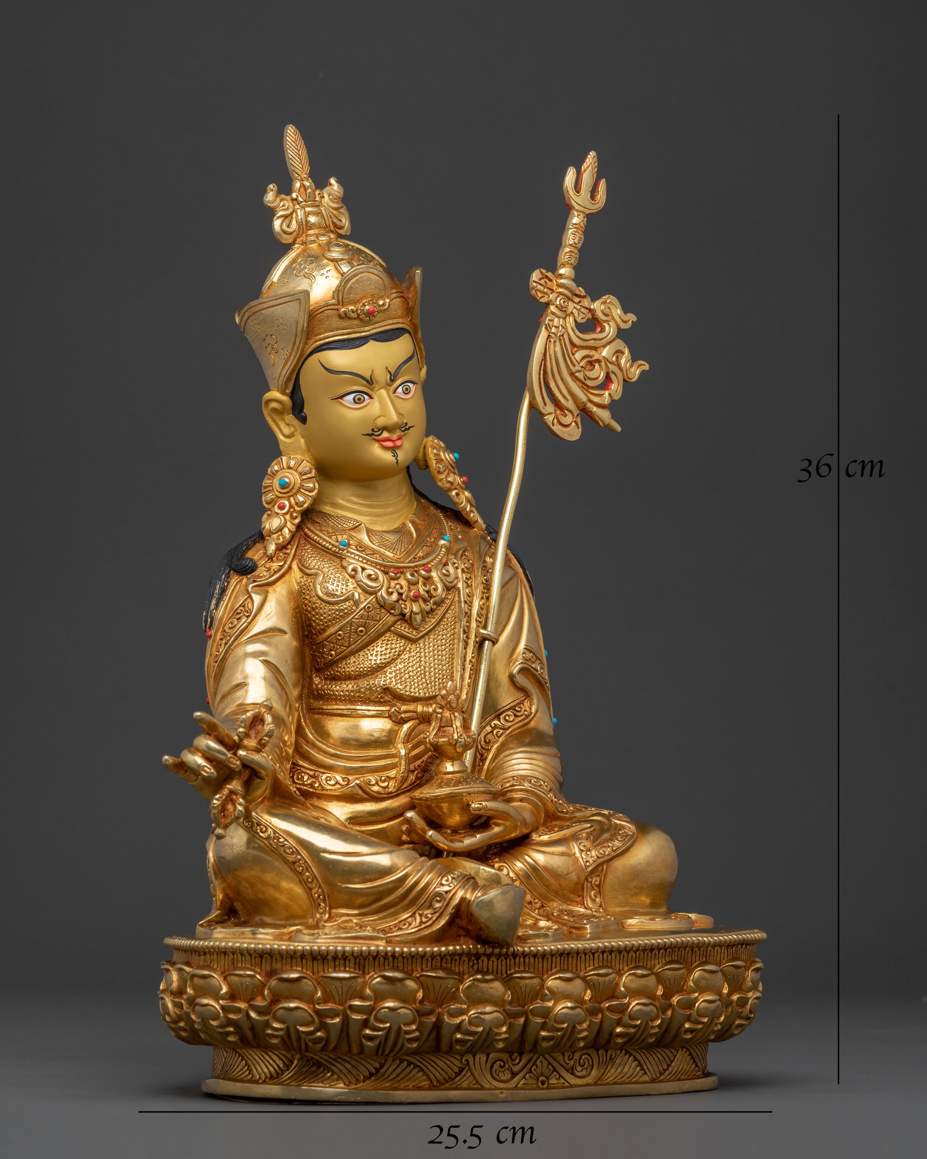 Guru Rinpoche Buddhist Teacher Statue | Tibetan Altar Decor