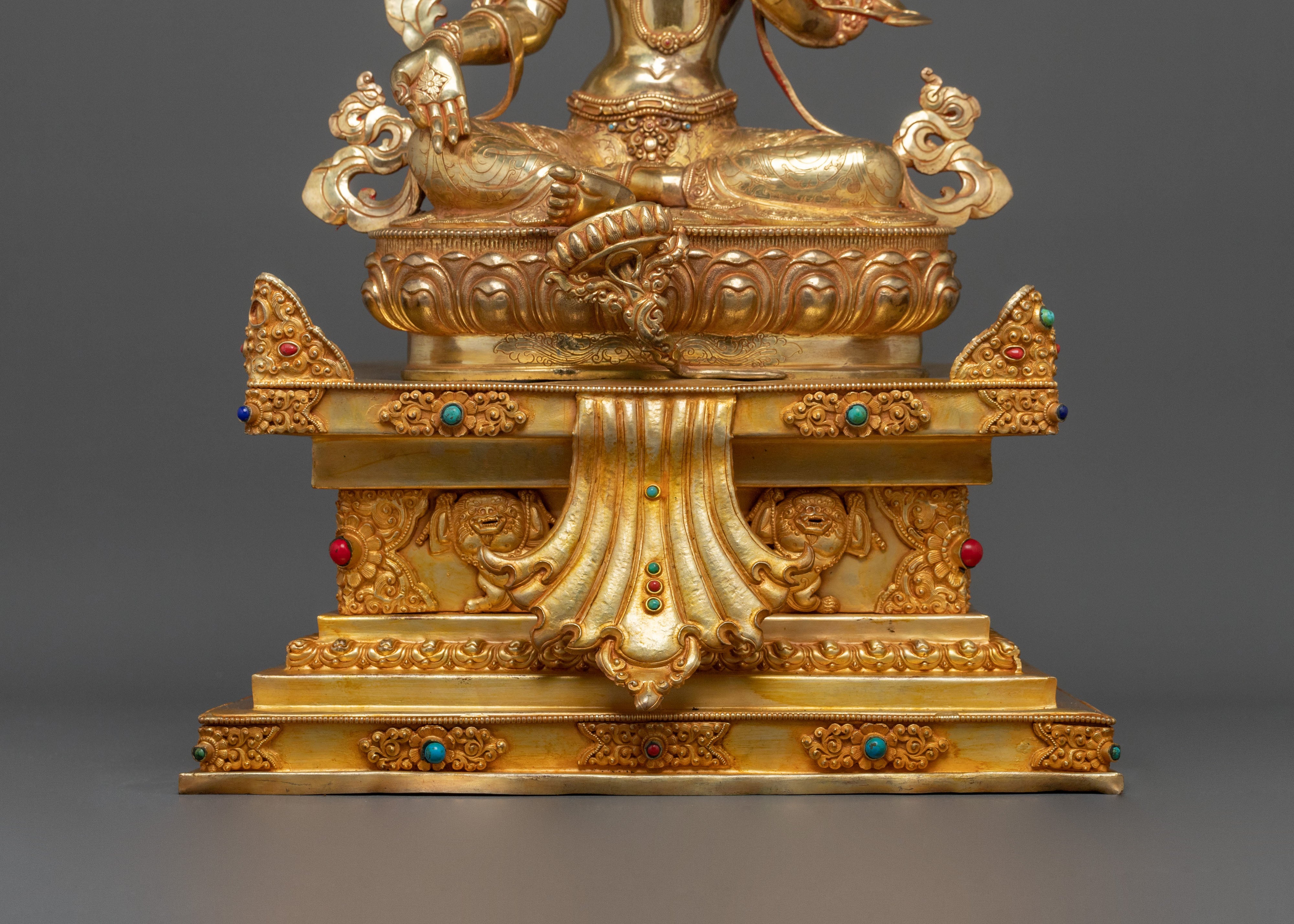 Twenty One Tara Sculpture | 24K Gold Gilded & Gemstone Inlaid