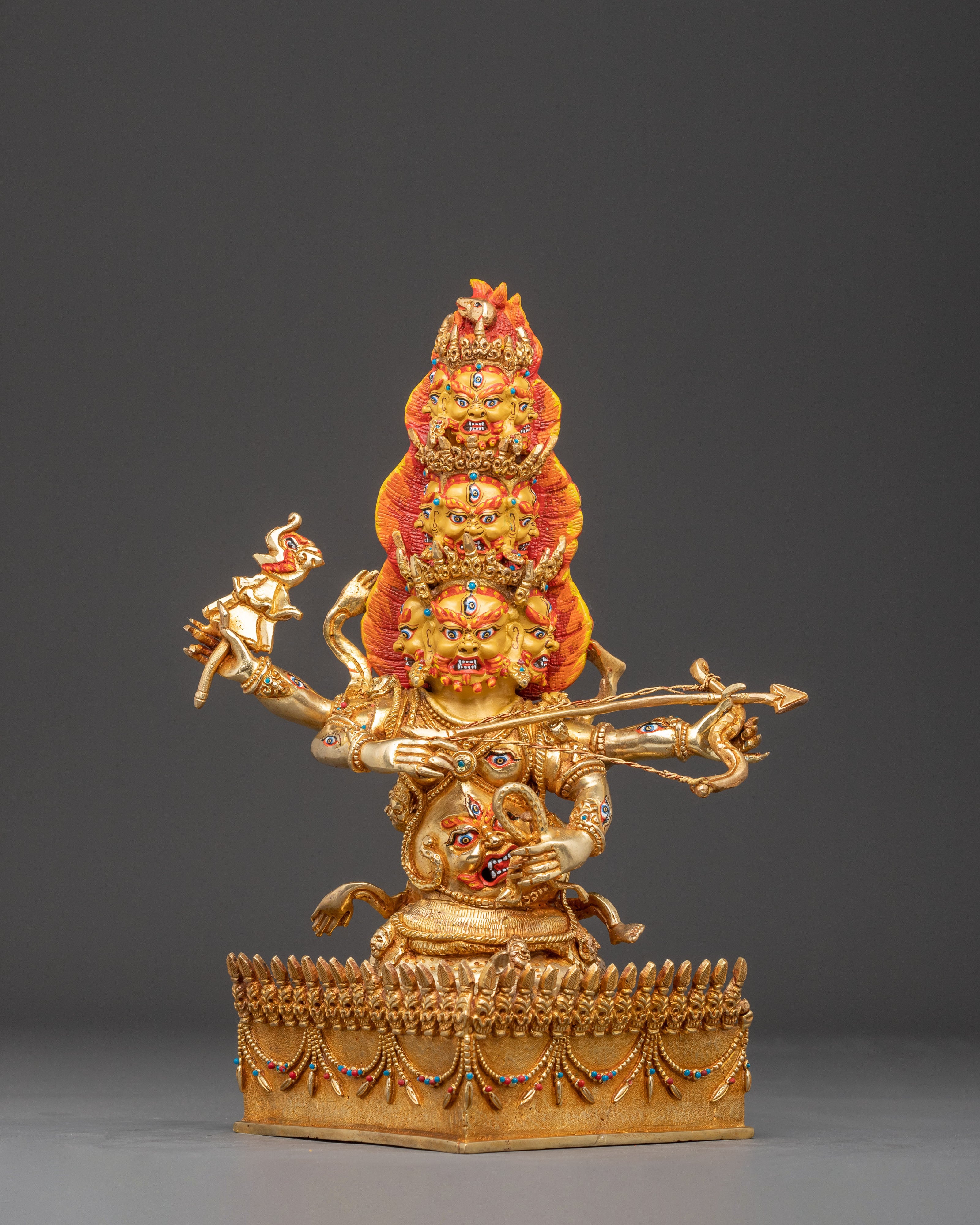 Handmade Copper Rahula Statue | Fierce Guardian Deity