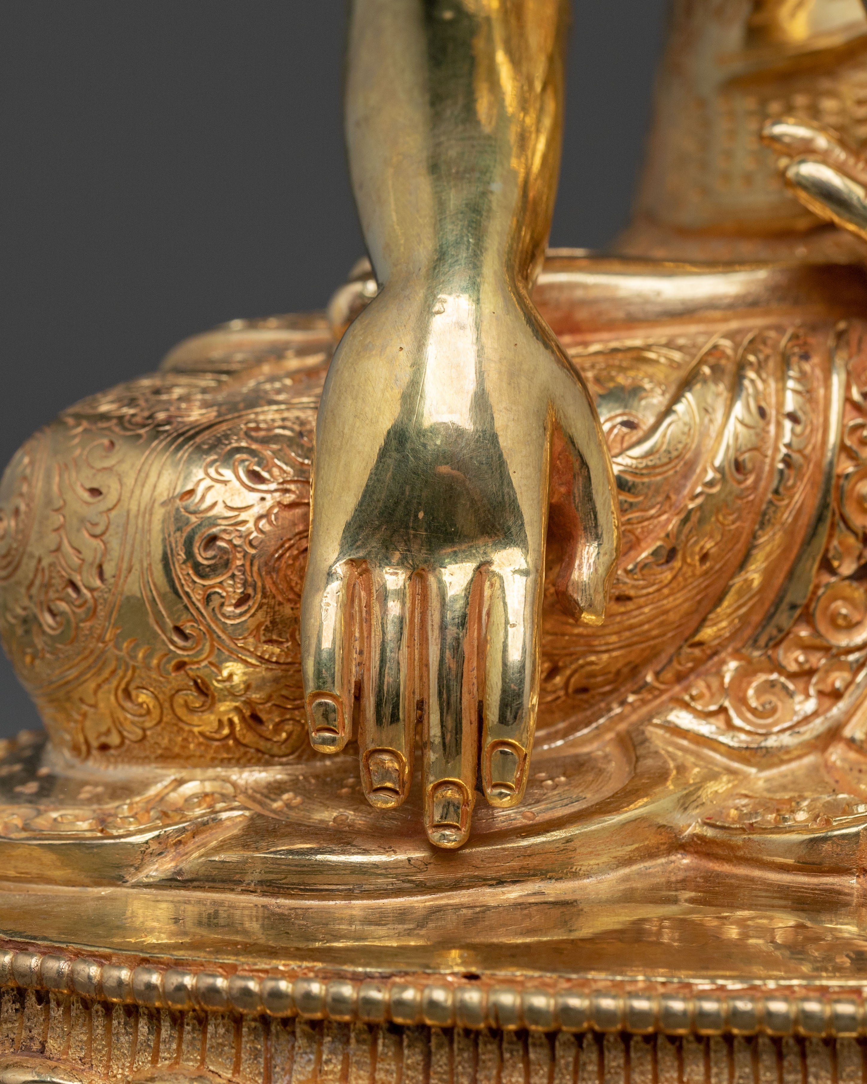 Buddhist Icon Shakyamuni Buddha: 24K Gold Gilded