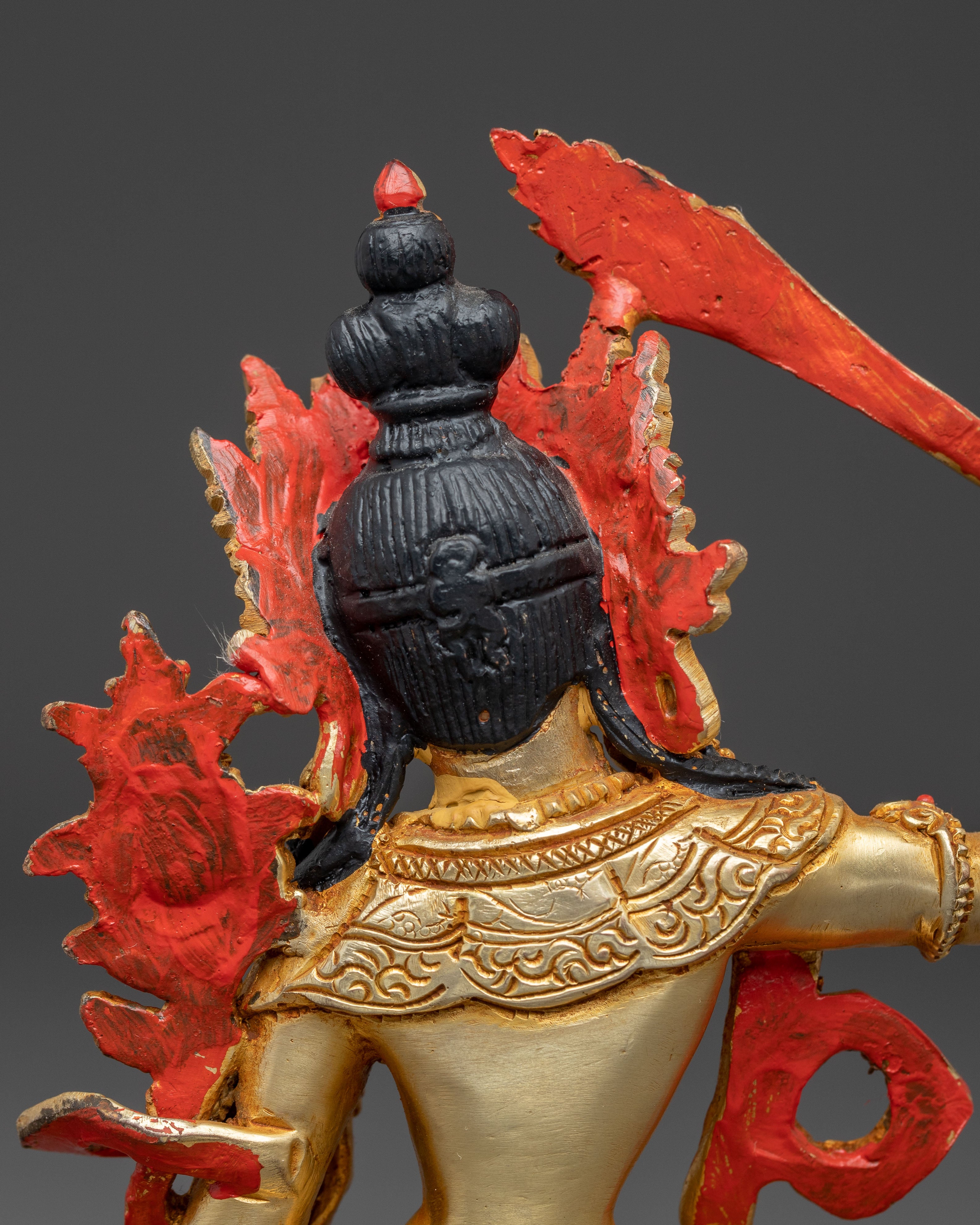 Bodhisatttva Manjushri Handcrafted Statue | 24k Gold Gilded Himalayan Sculpture