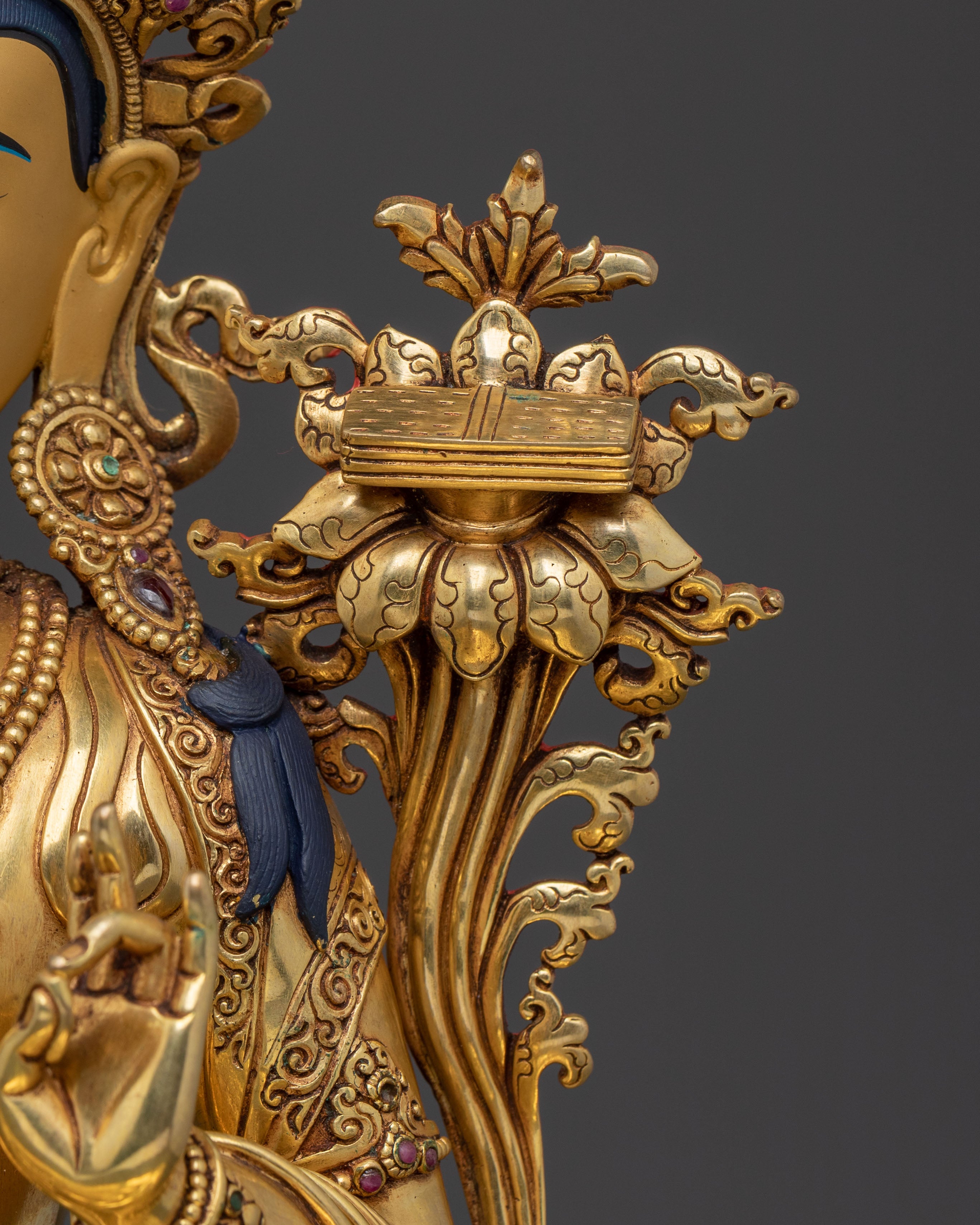 Manjushri Divine Statue | 24K Gold Gilded Figure