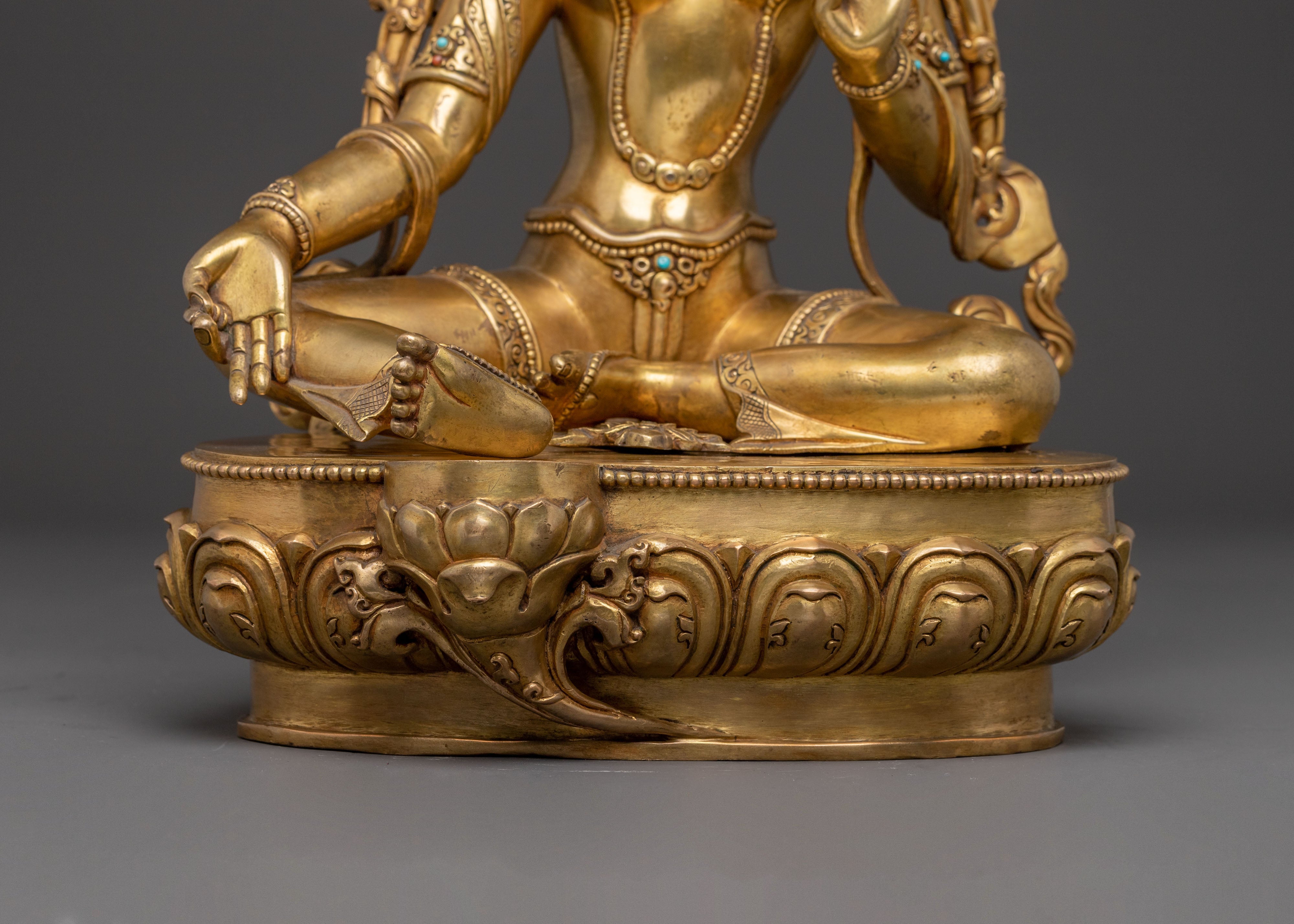 Handcrafted Green Tara Golden Statue | Goddess of Compassion