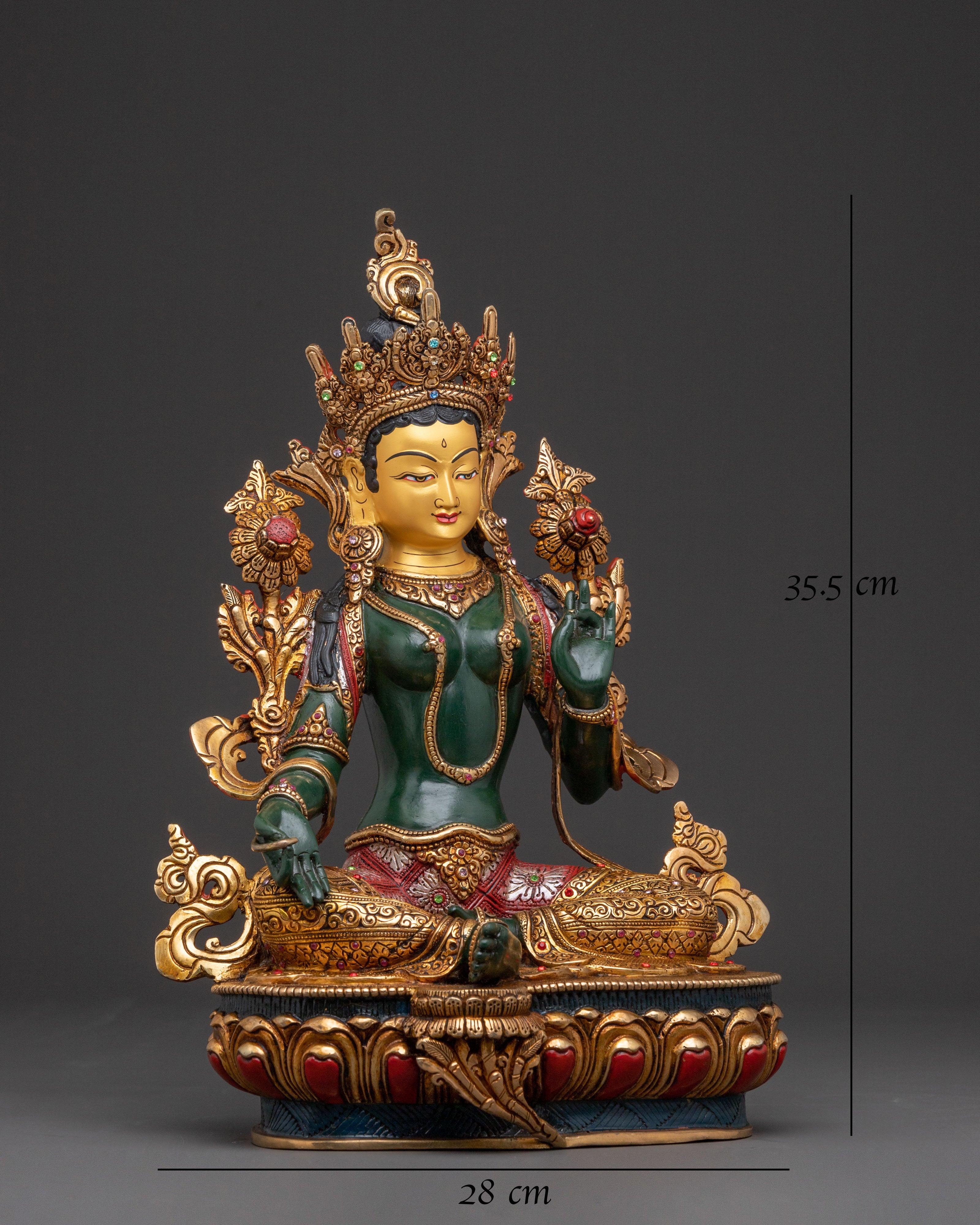 Green Tara Handcrafted Copper Statue – Radiant Devotion