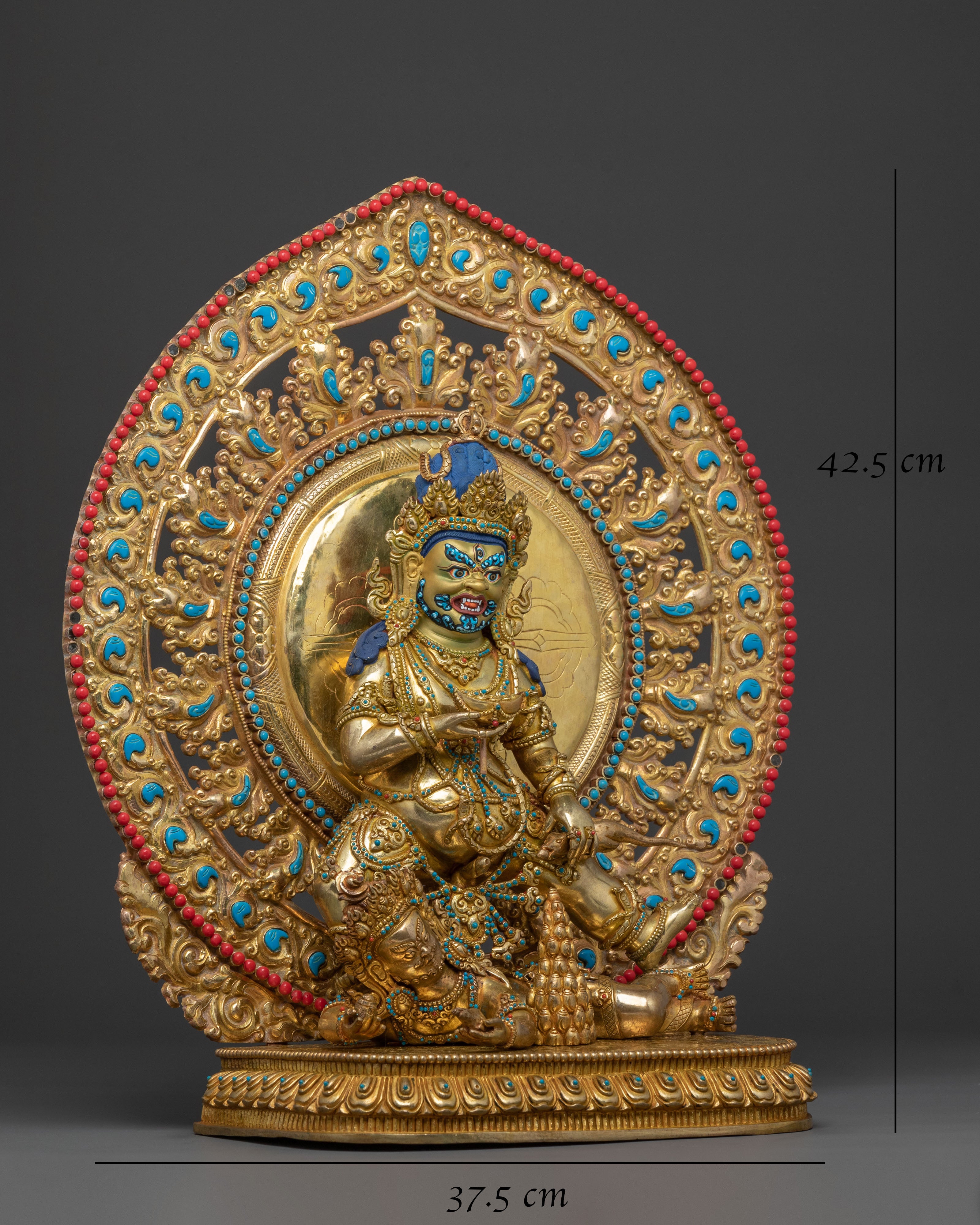 A Radiant Black Dzambhala Spiritual Wealth Statue