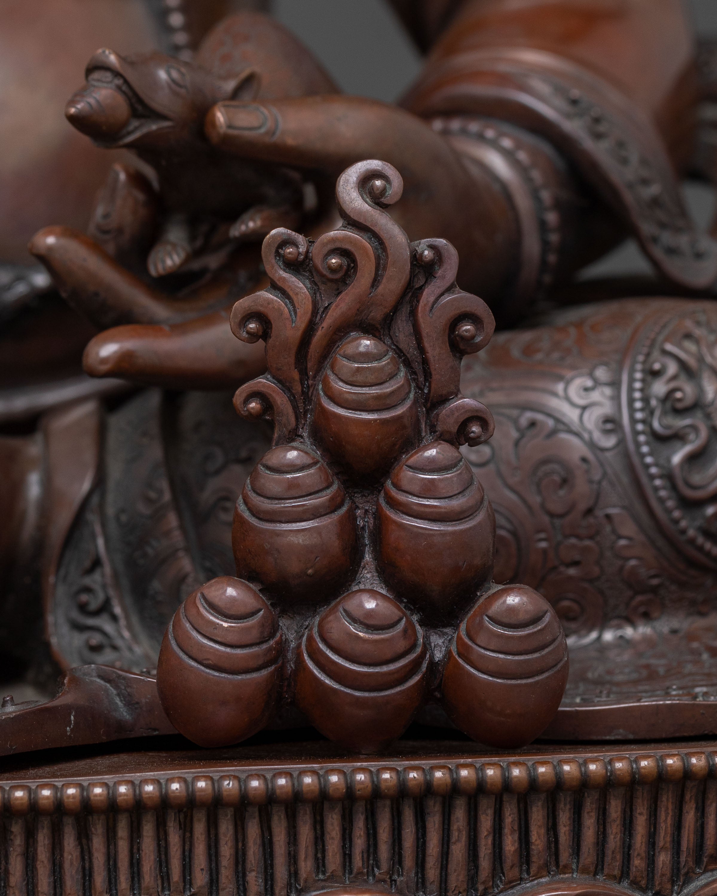 Deity of Wealth: Dzambhala Oxidized Copper Statue