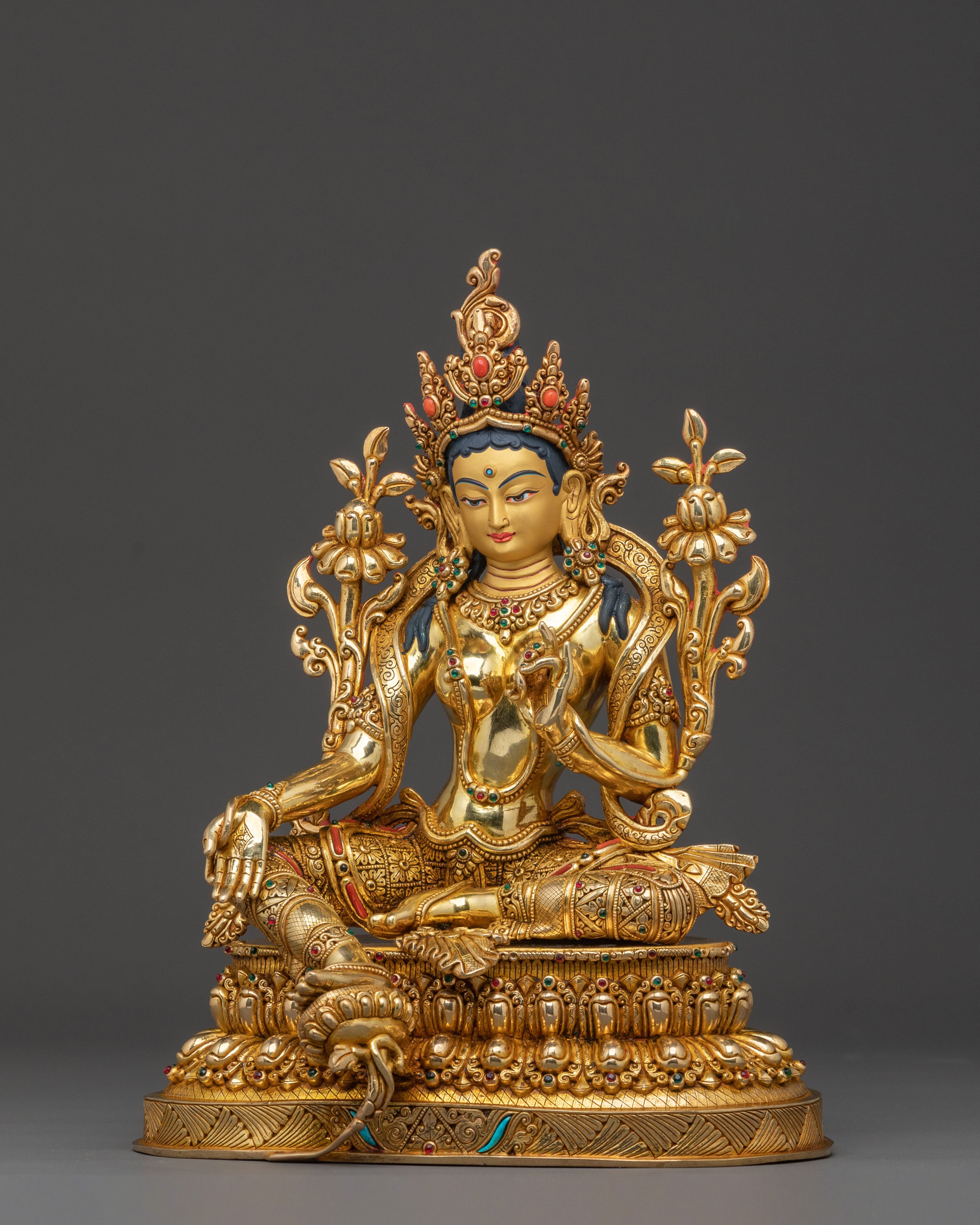 Green Tara Statue Liberator of Suffering | Hand-Gilded Elegance