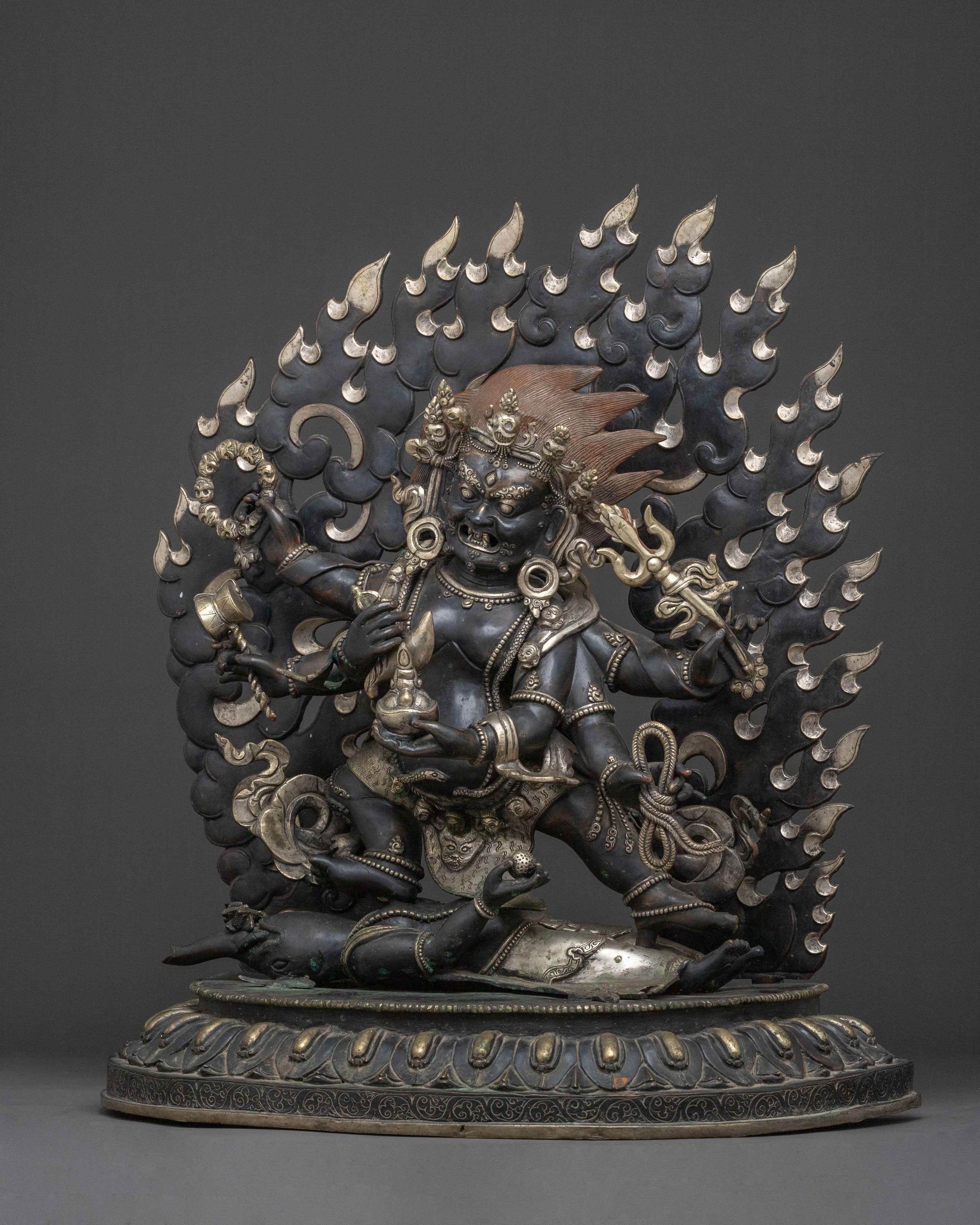 Six-Armed Mahakala Sacred Statue | Antique Finishing